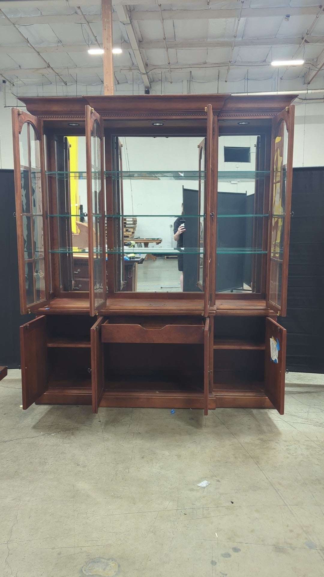 Lexington Brown Wood Breakfront China Cabinet