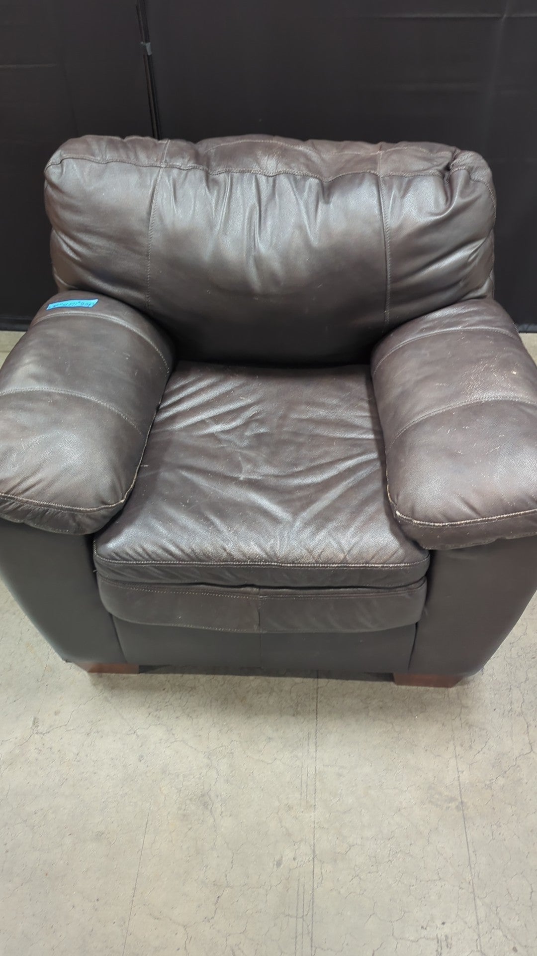 Dark Brown Leather Padded Armchair