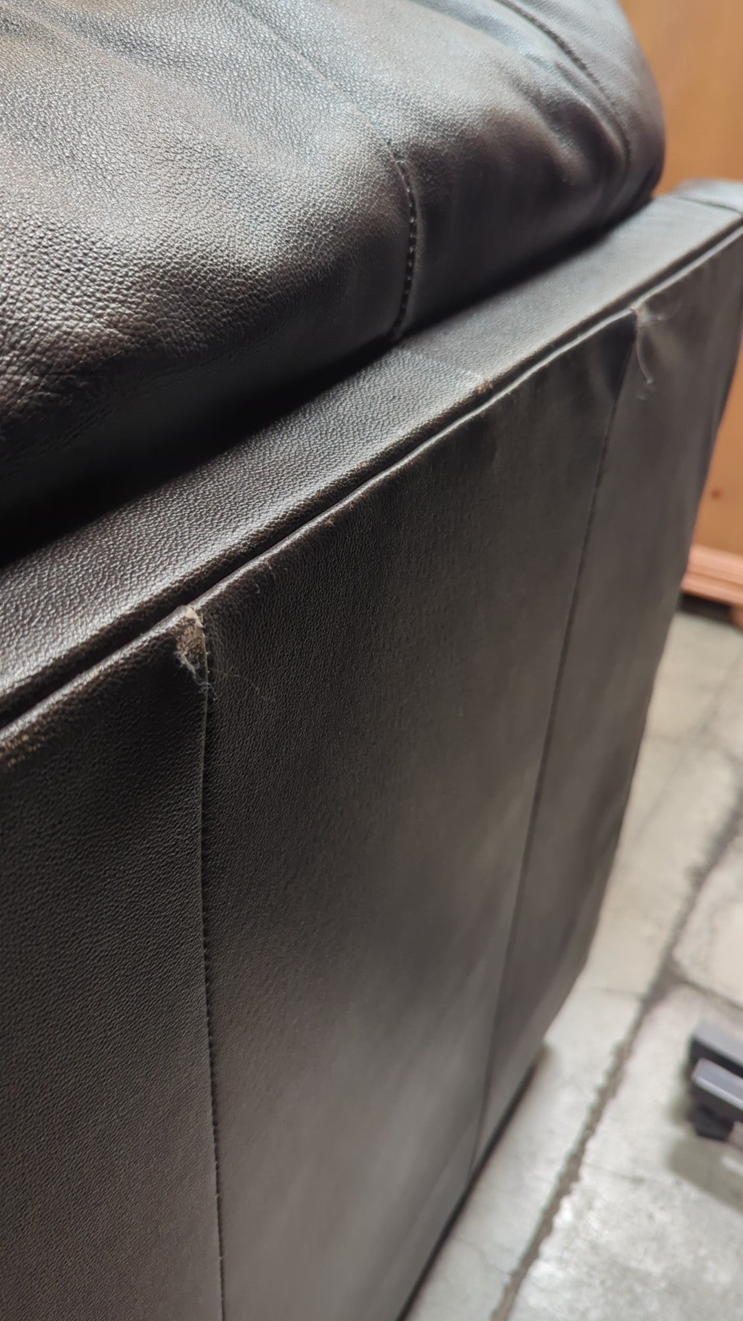 Dark Brown Leather Padded Armchair