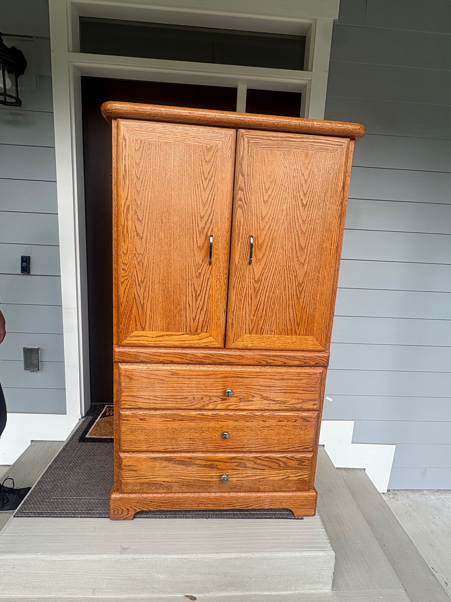 Traditional Oak Storage Cabinet with Drawers