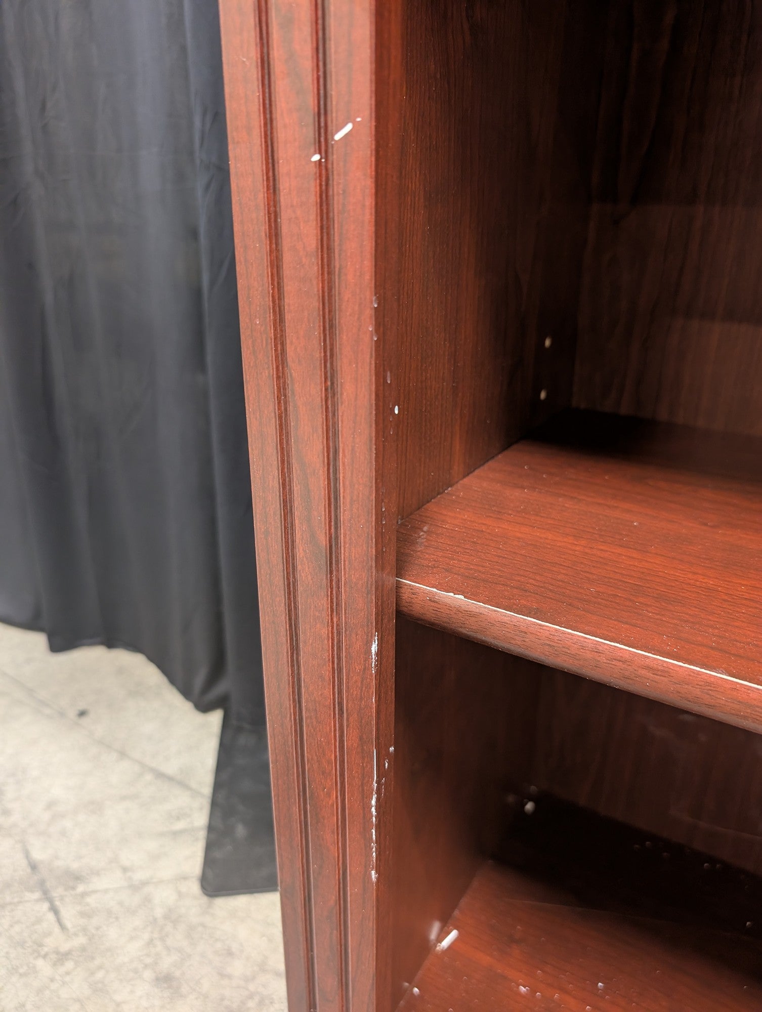 Cherry Wood Five-Shelf Bookcase with Fluted Trim