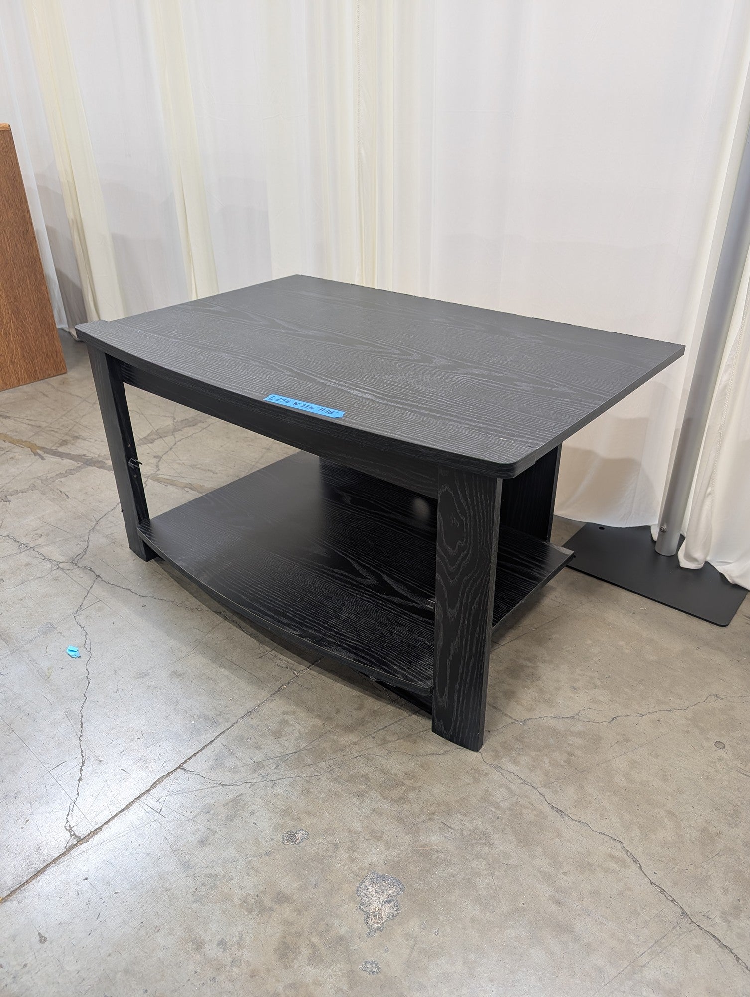 Black Wood Grain Open Shelf TV Stand