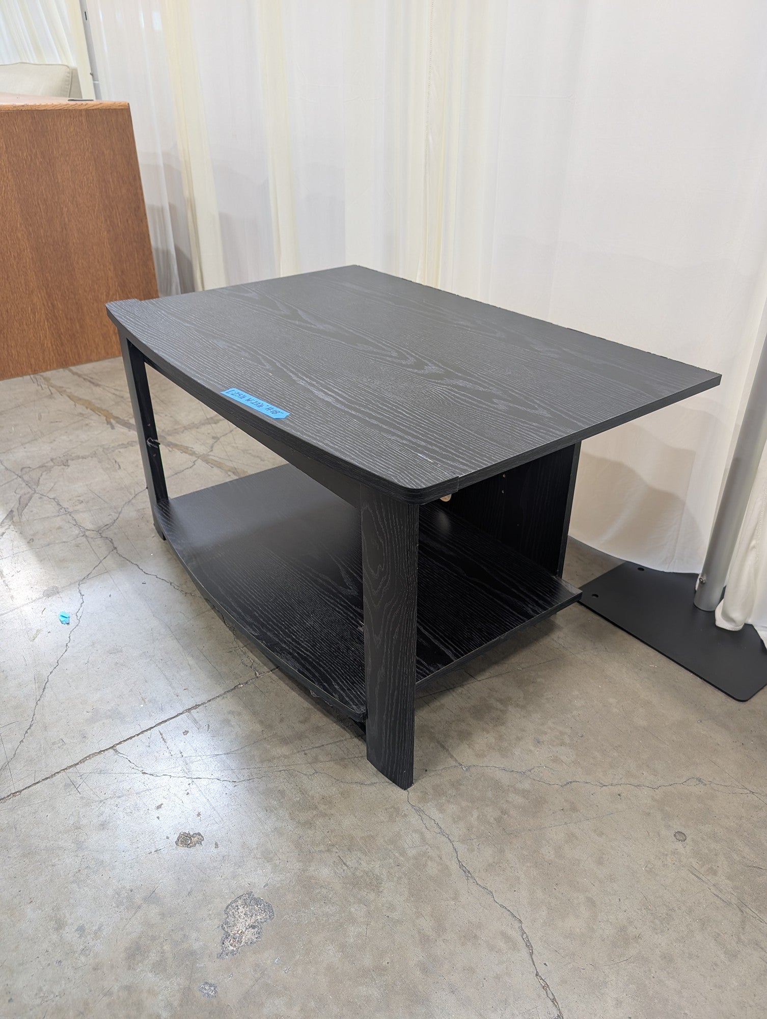 Black Wood Grain Open Shelf TV Stand