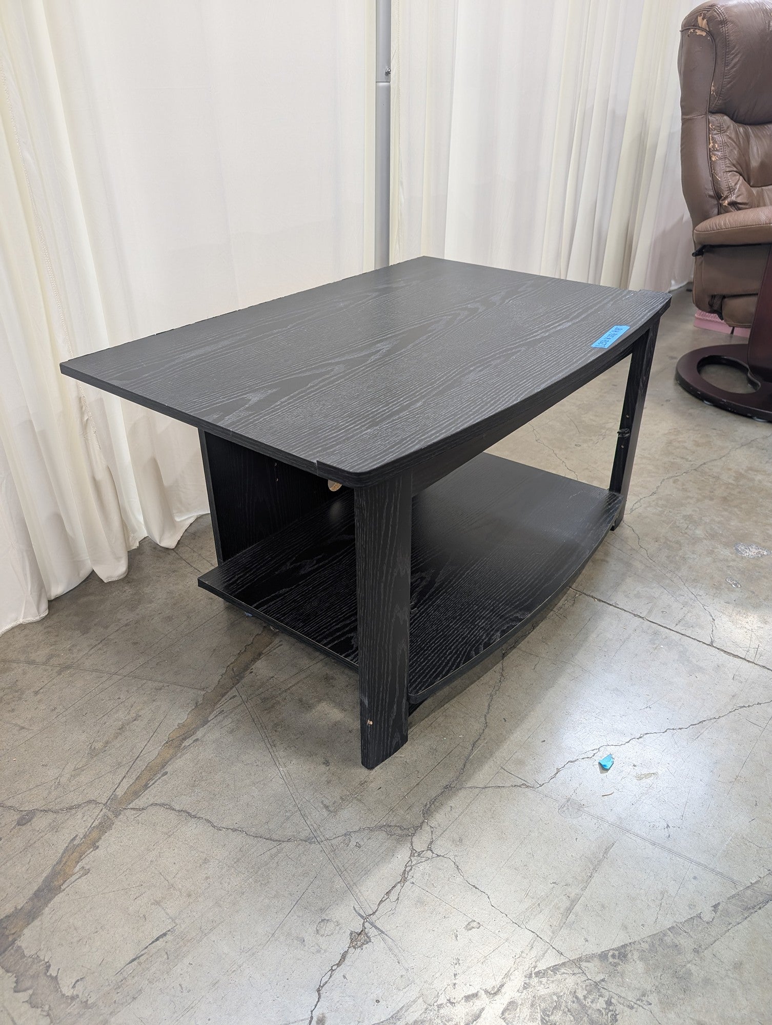 Black Wood Grain Open Shelf TV Stand