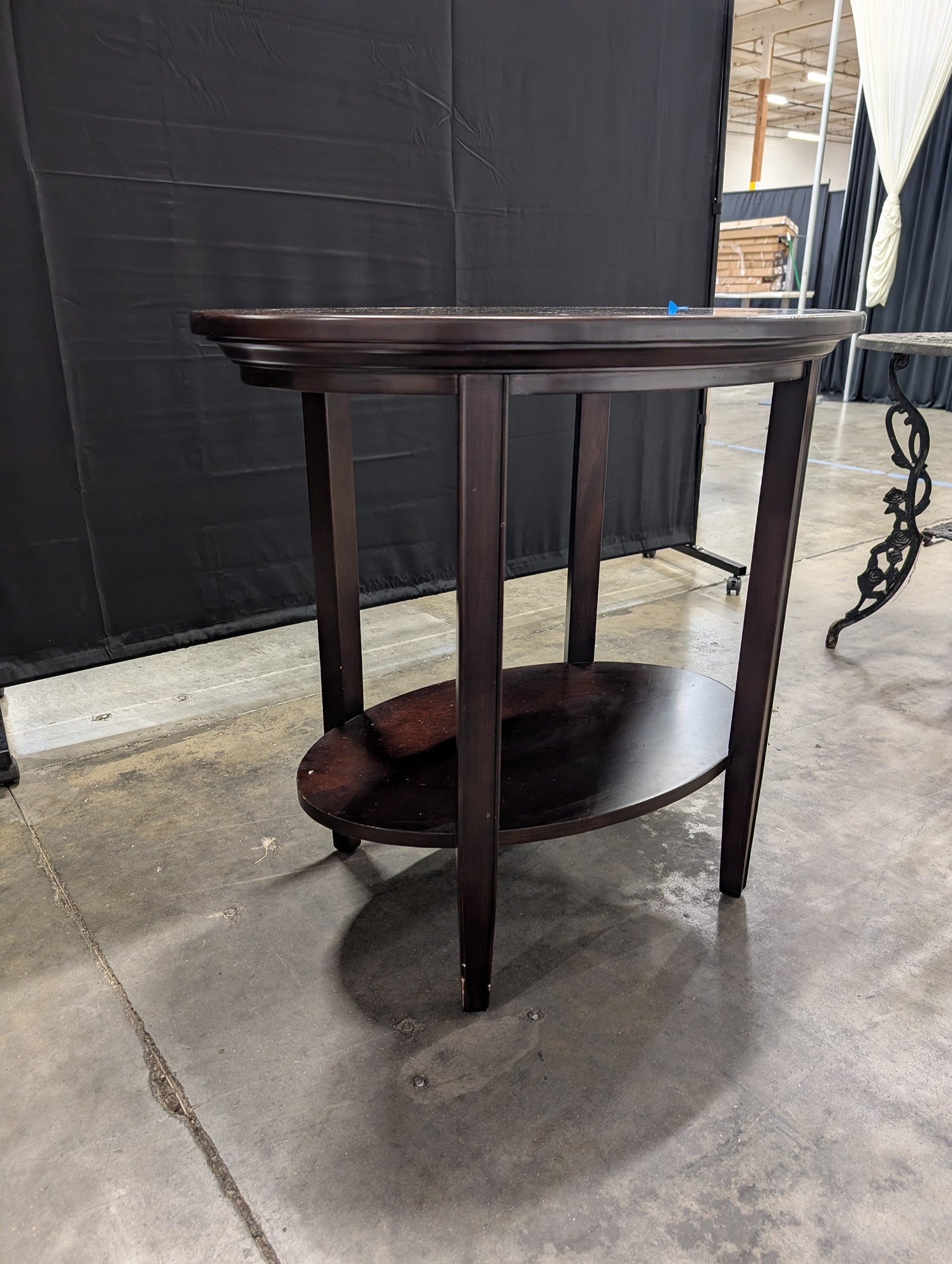 Dark Brown Oval Wood End Table