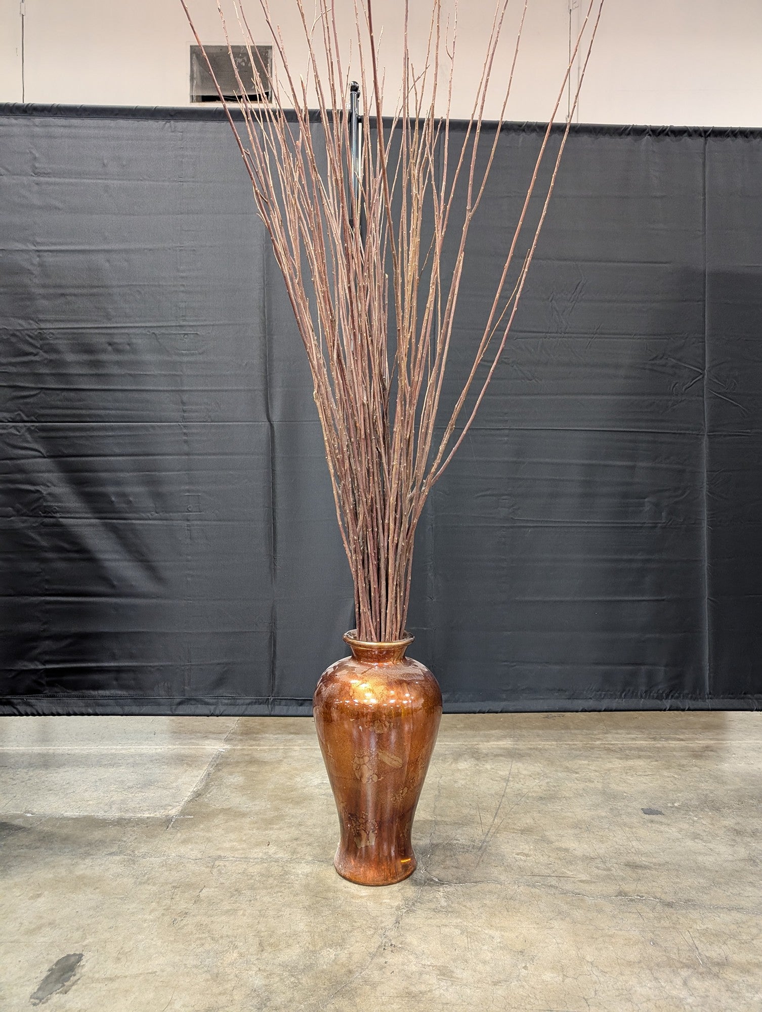 Tall Coppery Bronze Decorative Floor Vase