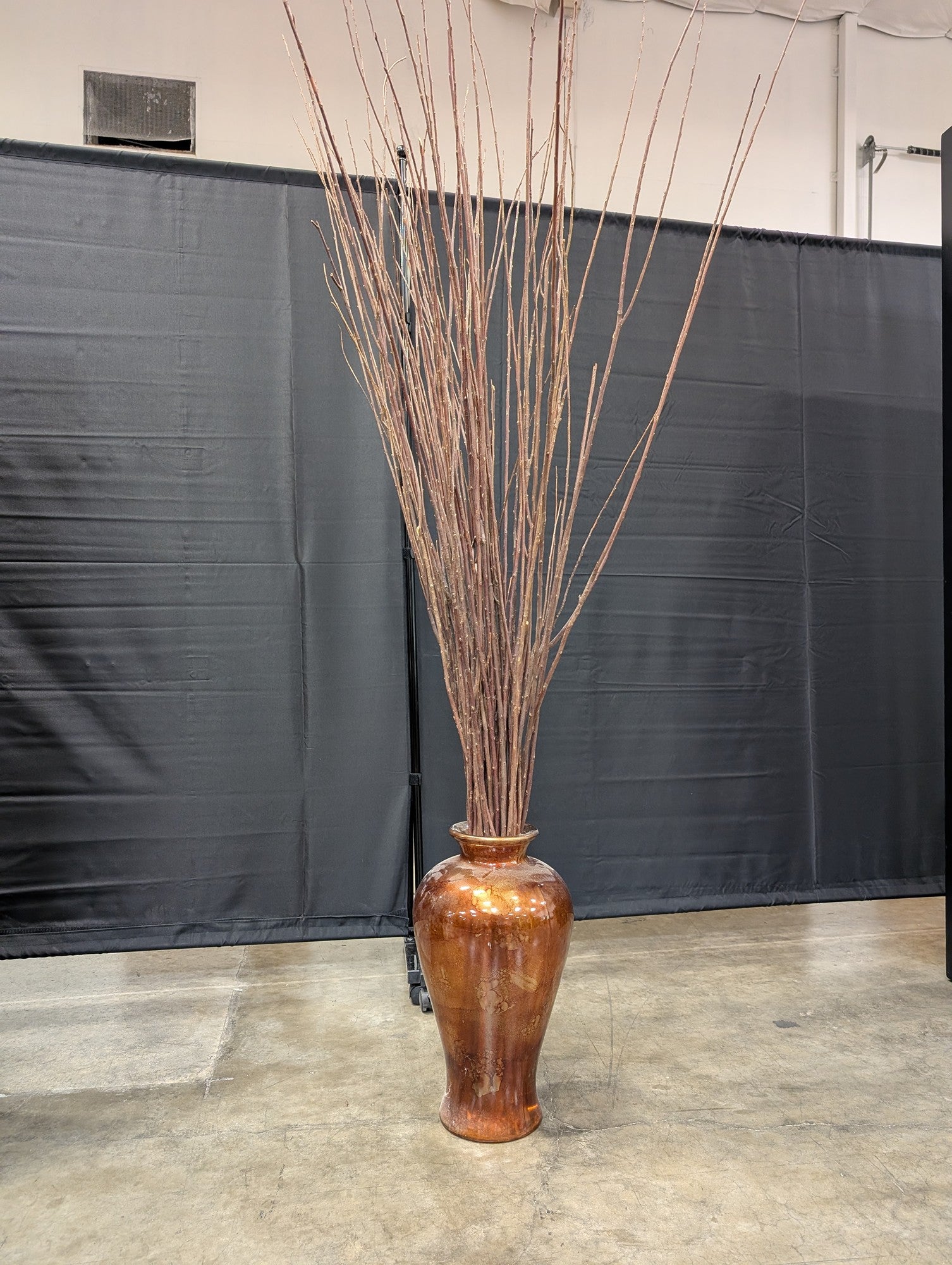 Tall Coppery Bronze Decorative Floor Vase