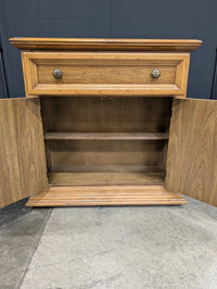 Light Brown Wood Service Bar with Hammered Metal Top