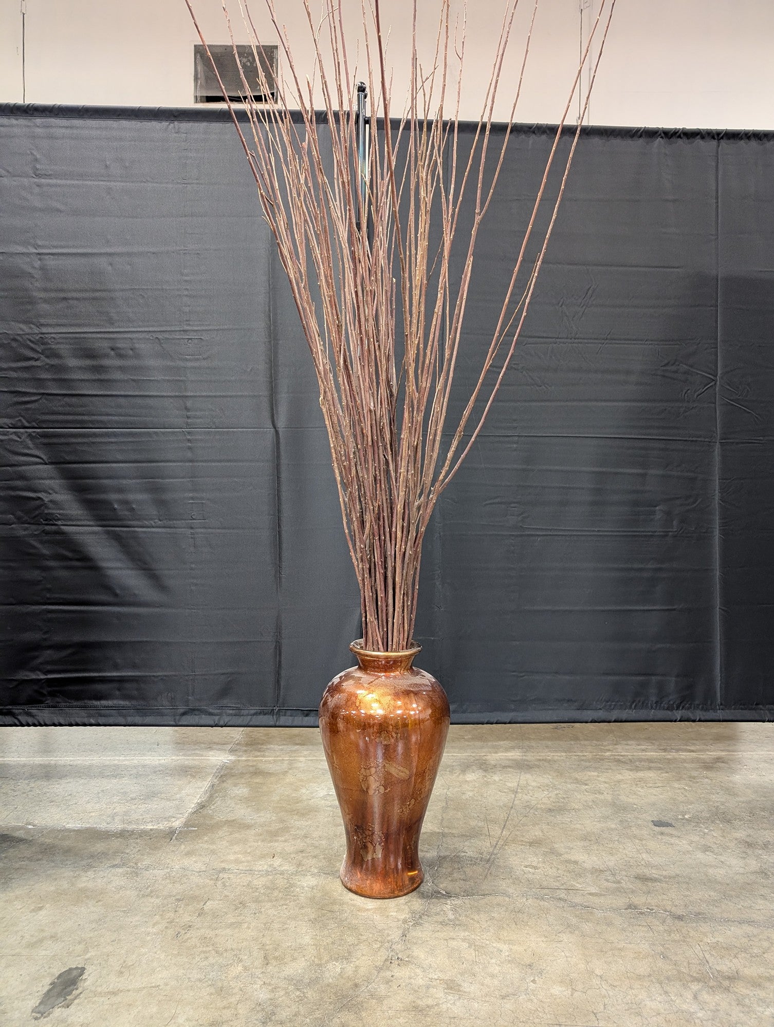 Tall Coppery Bronze Decorative Floor Vase