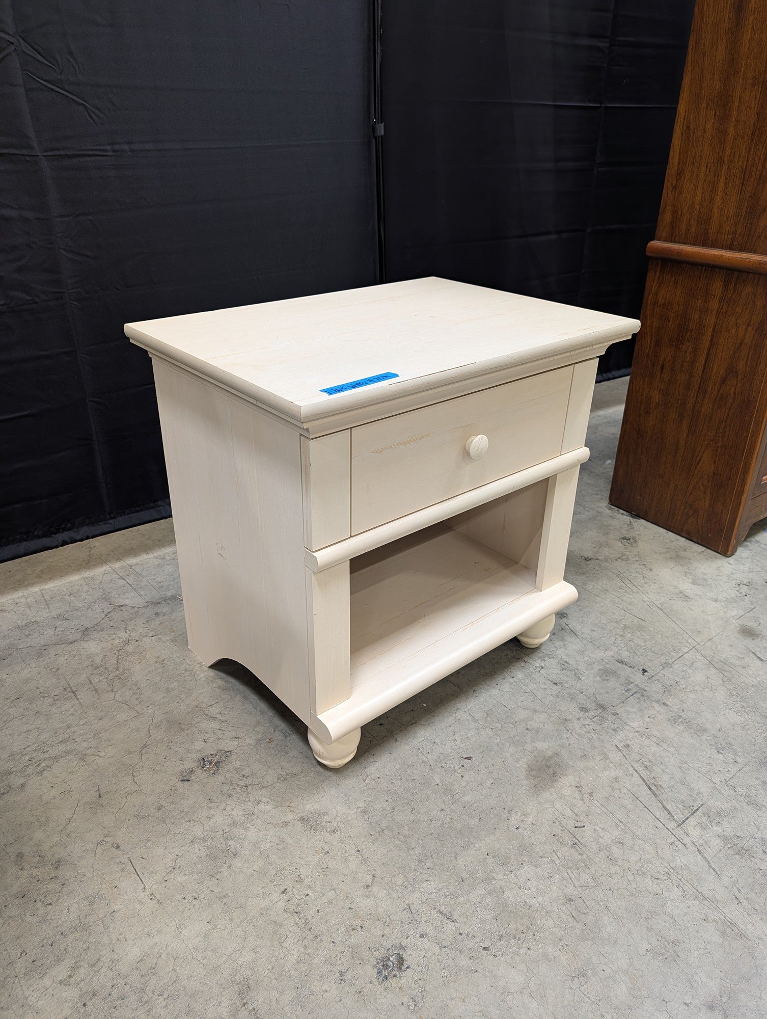 Pale Wood Single Drawer Nightstand with Open Shelf