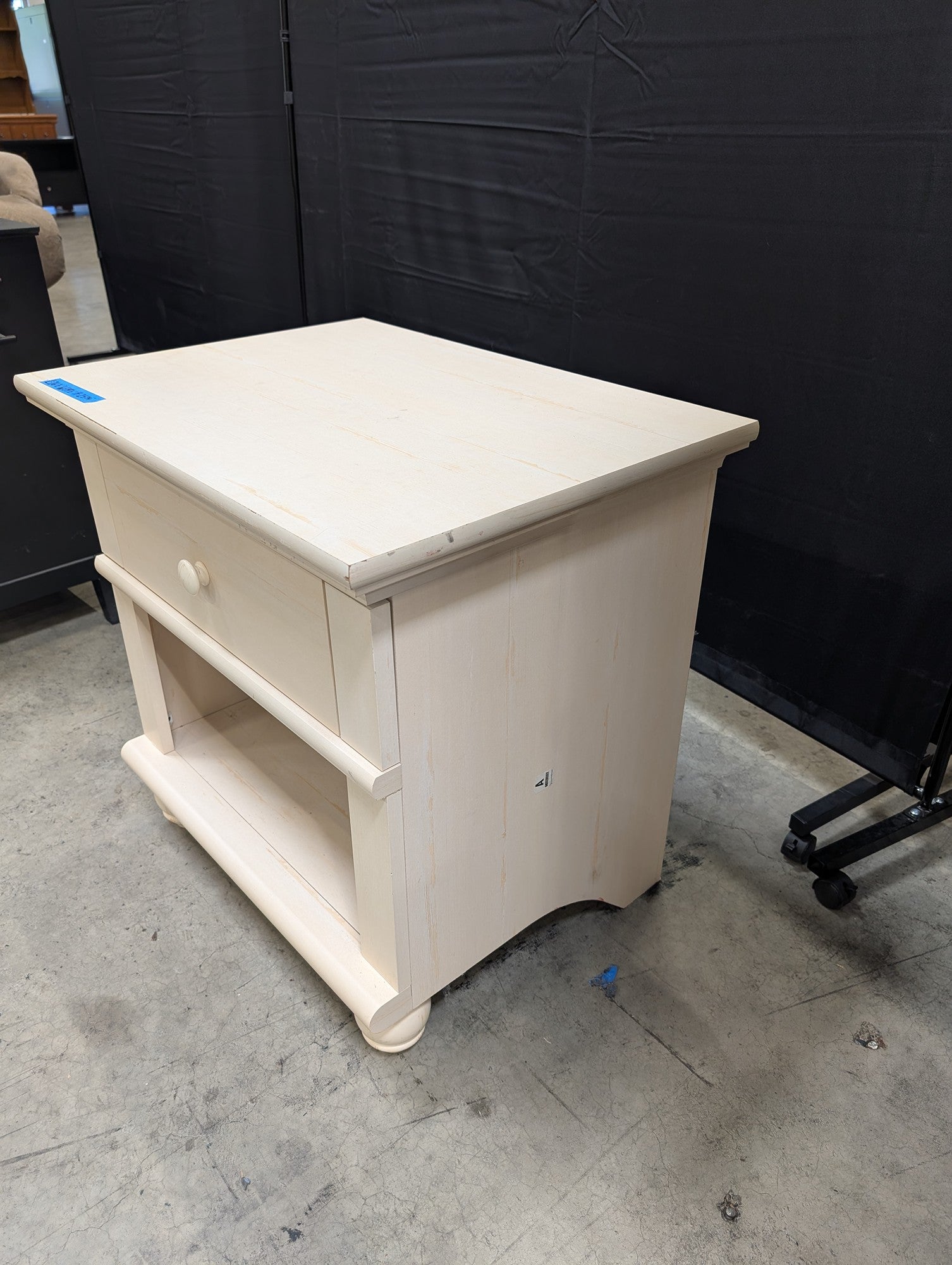 Pale Wood Single Drawer Nightstand with Open Shelf