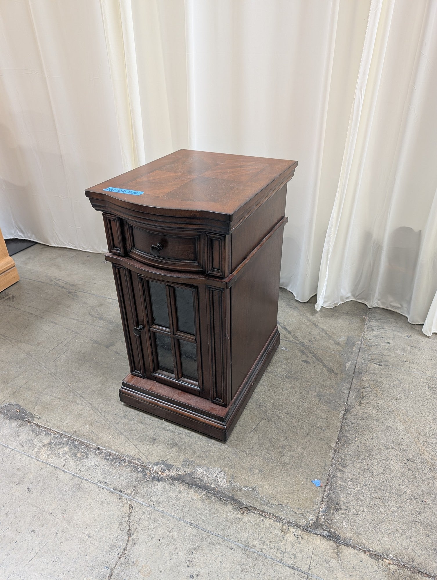 Dark Wood Nightstand with Built-in Power Outlets