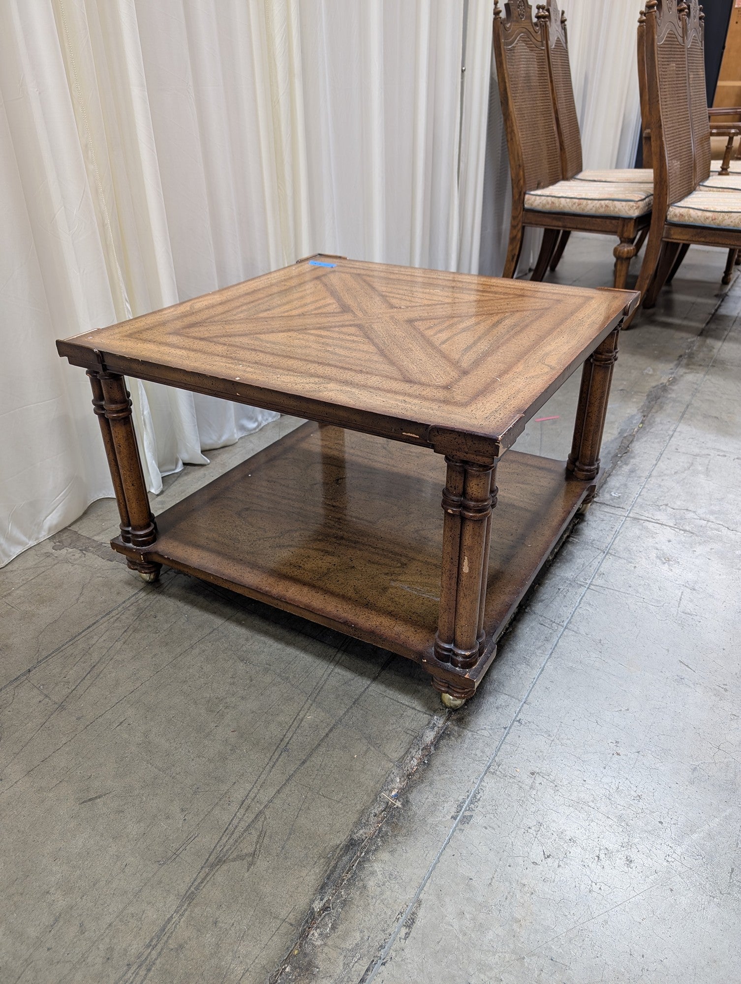 KEEMIA S Square Wood Coffee Table with Casters