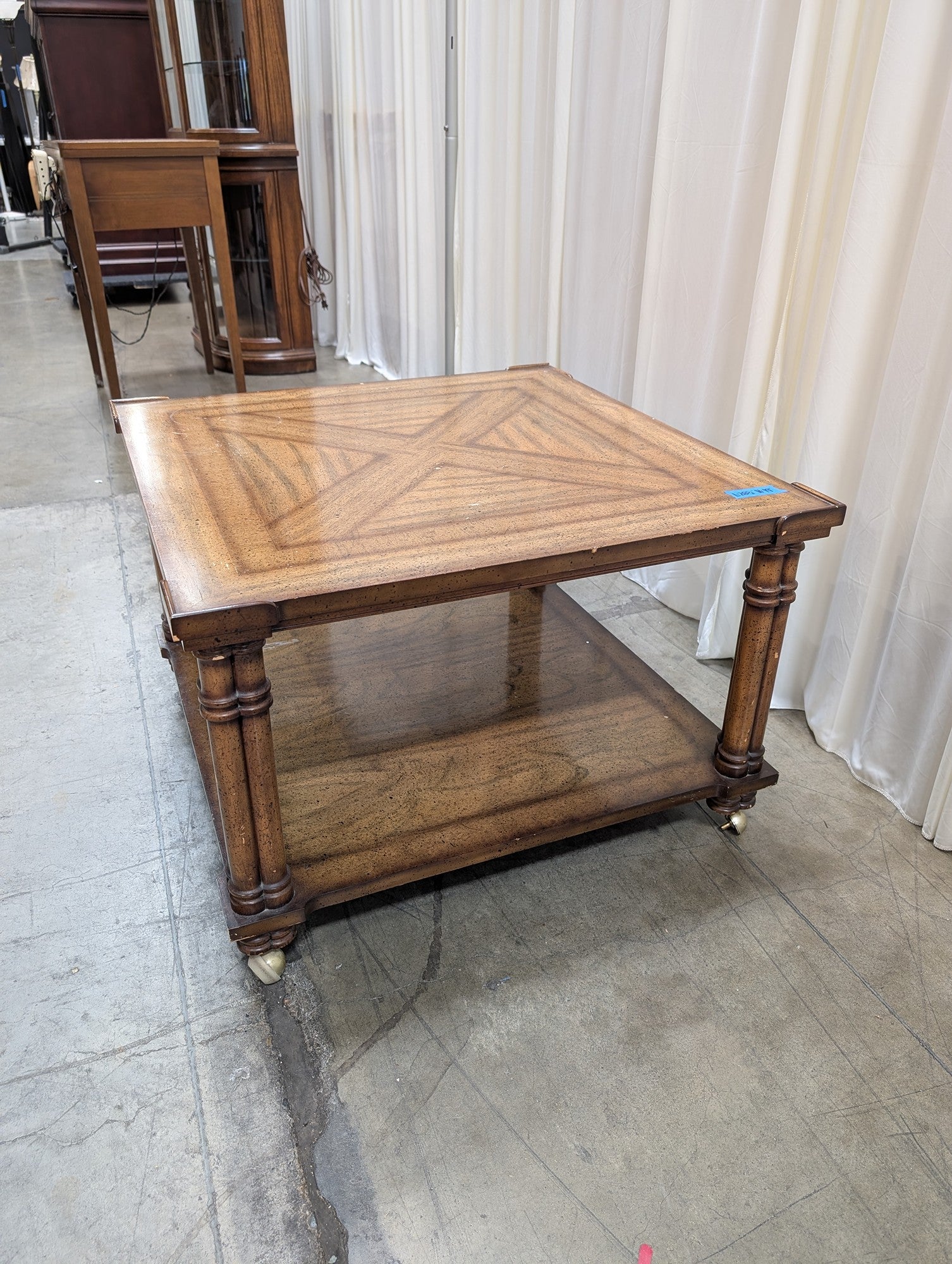 KEEMIA S Square Wood Coffee Table with Casters