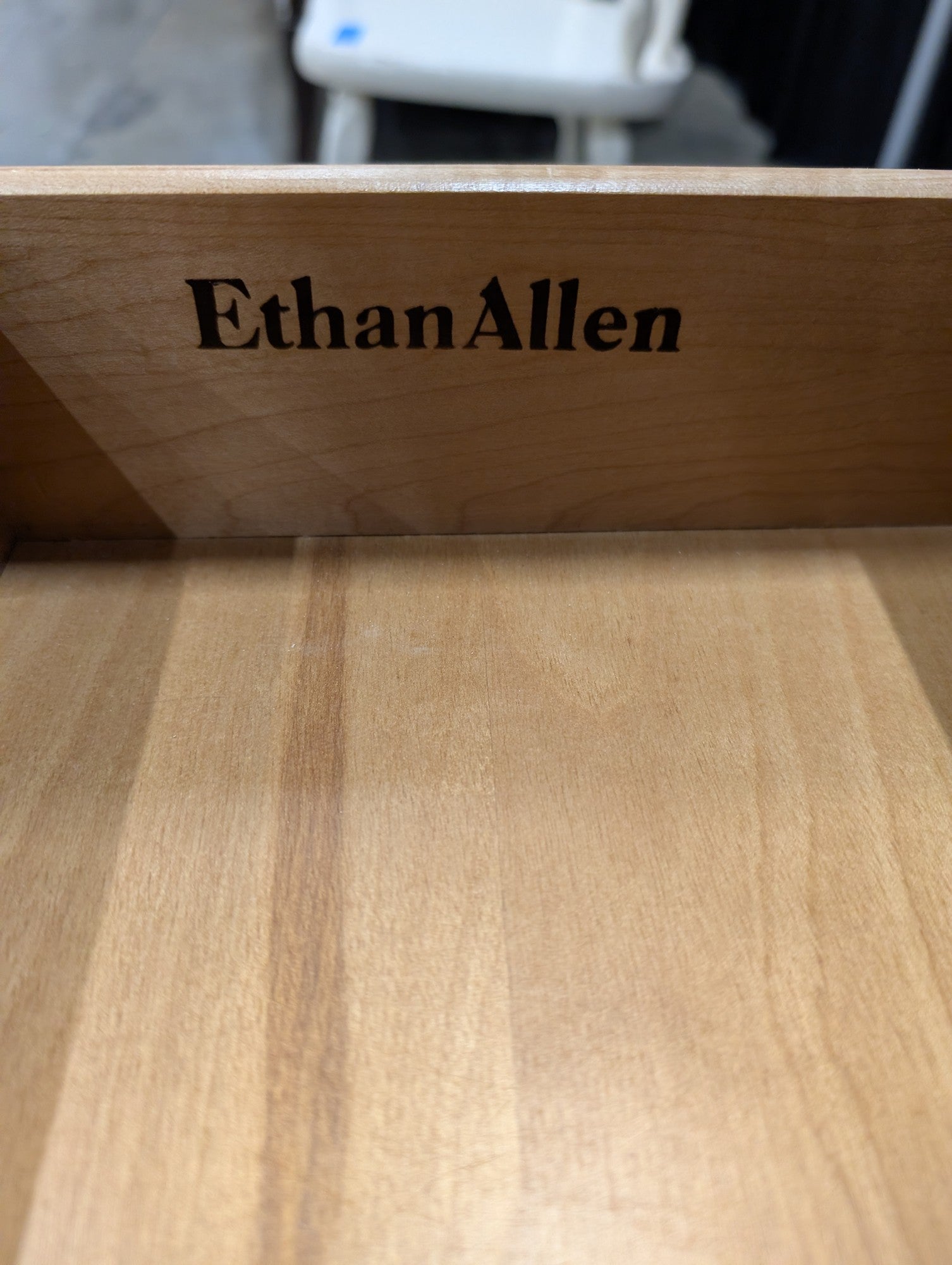 Ethan Allen Wood Nightstand with Glass Top