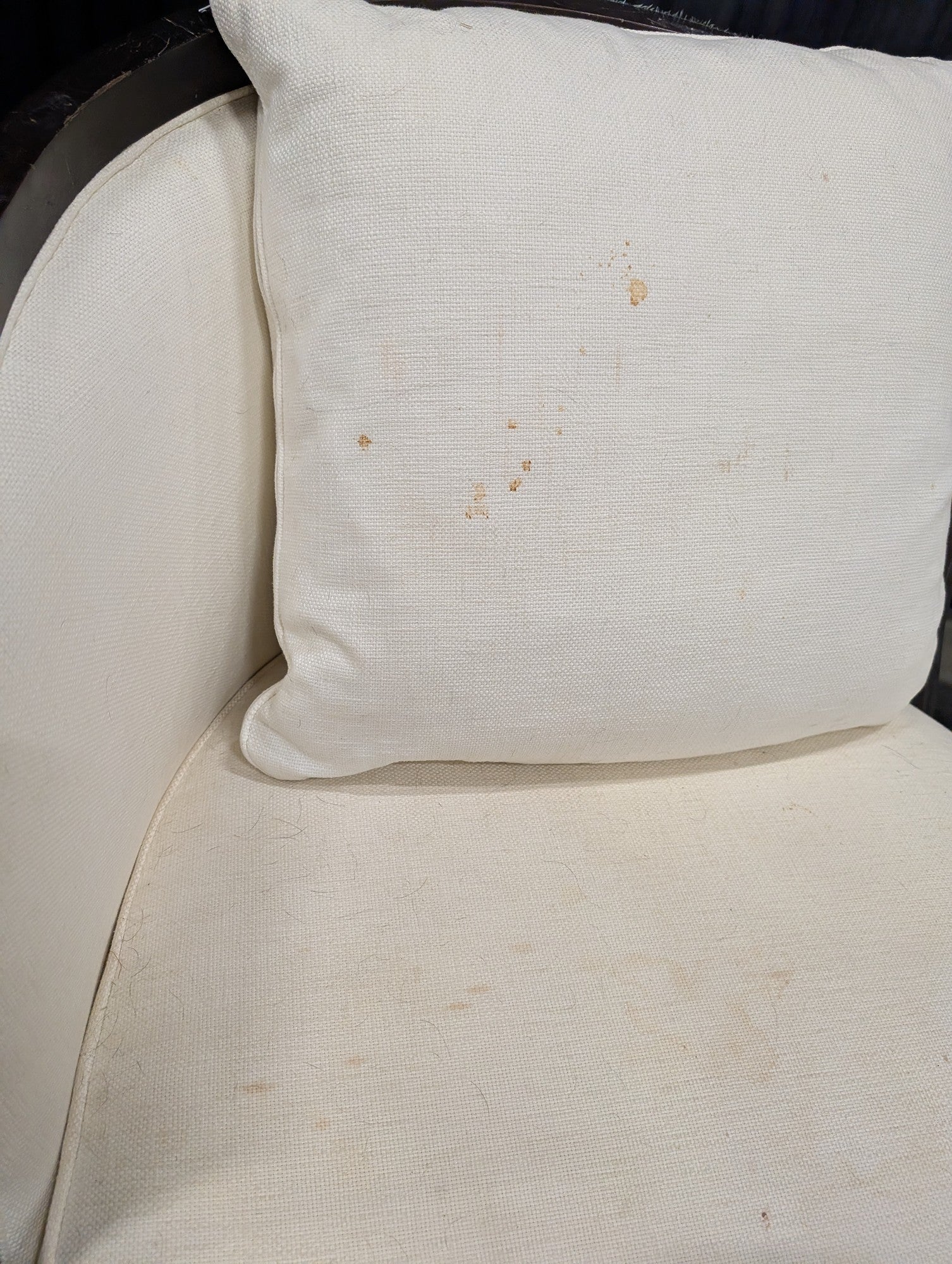Pair of Cream Curved Back Fabric Accent Chairs