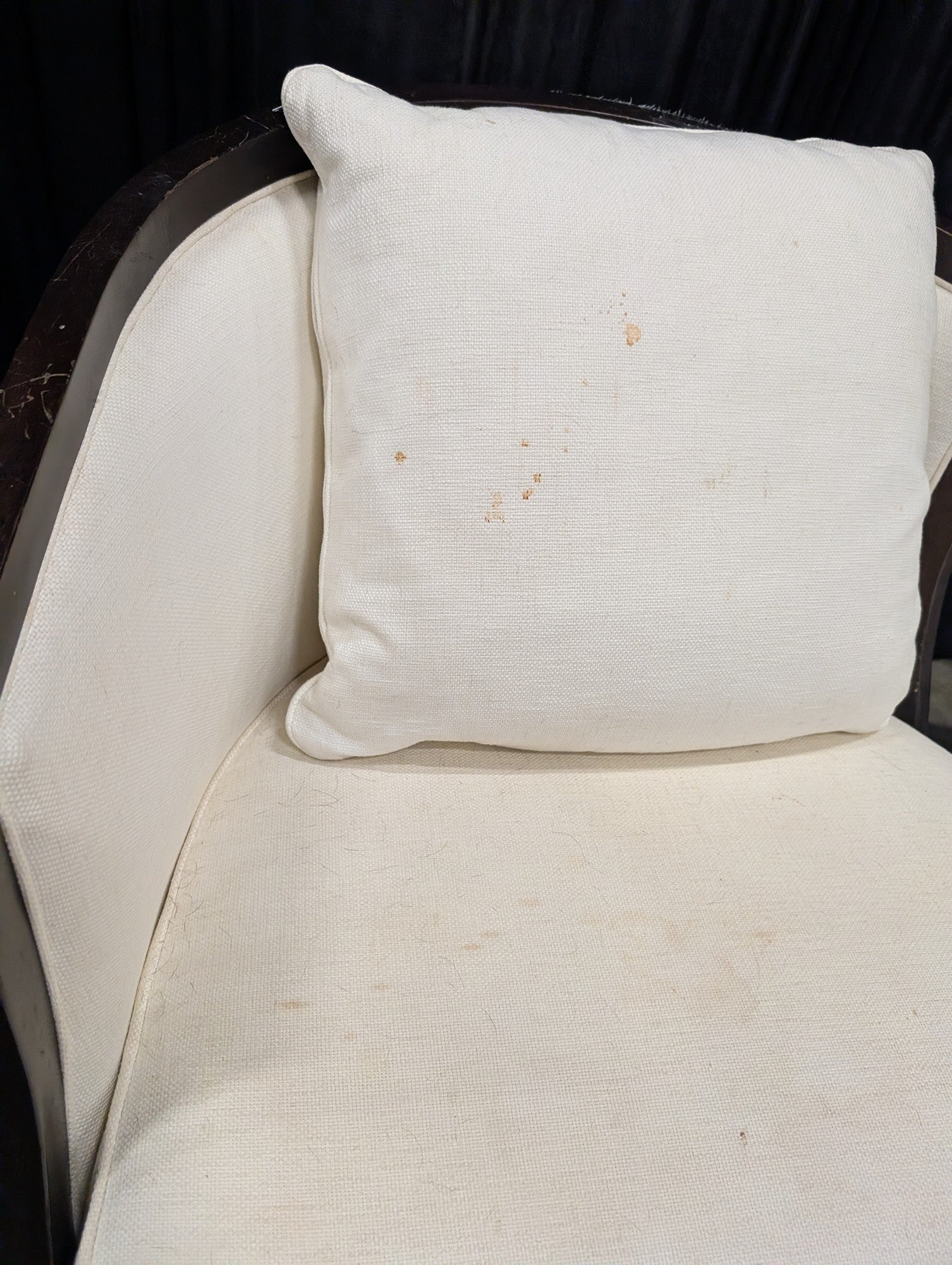 Pair of Cream Curved Back Fabric Accent Chairs