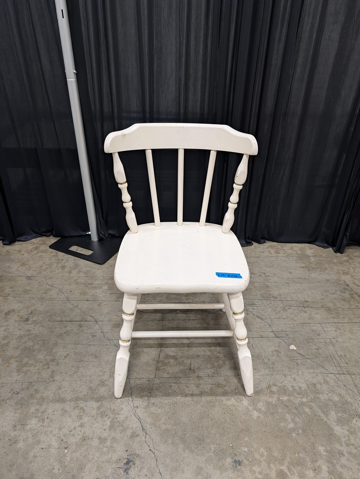 White Wooden Farmhouse Dining Chair with Gold Accents