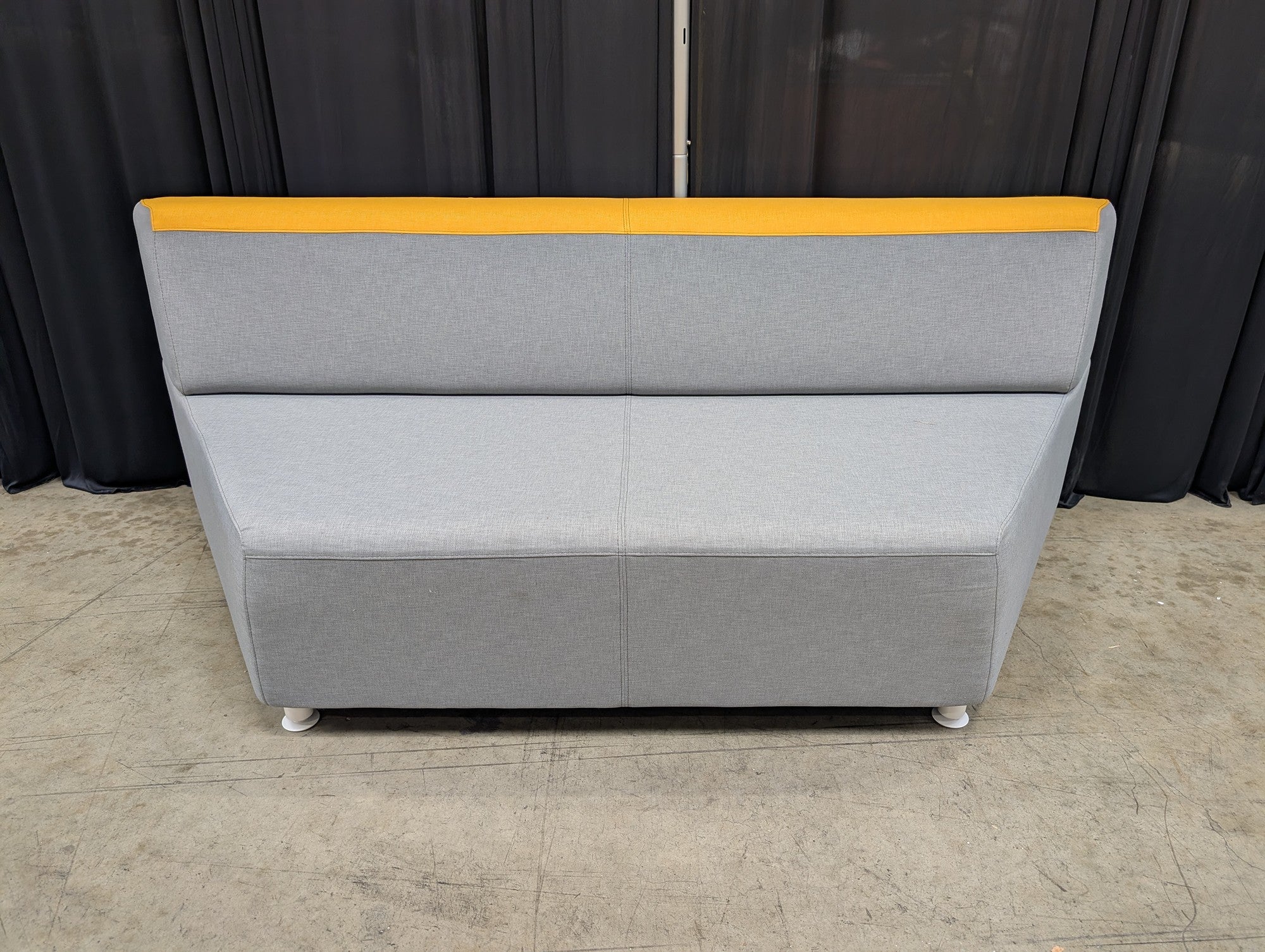 Steelcase Grey Fabric Loveseat with Yellow Accent