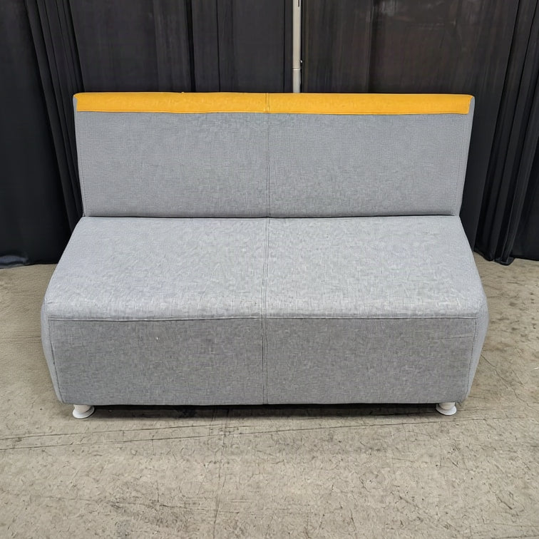 Steelcase Grey Fabric Loveseat with Yellow Accent