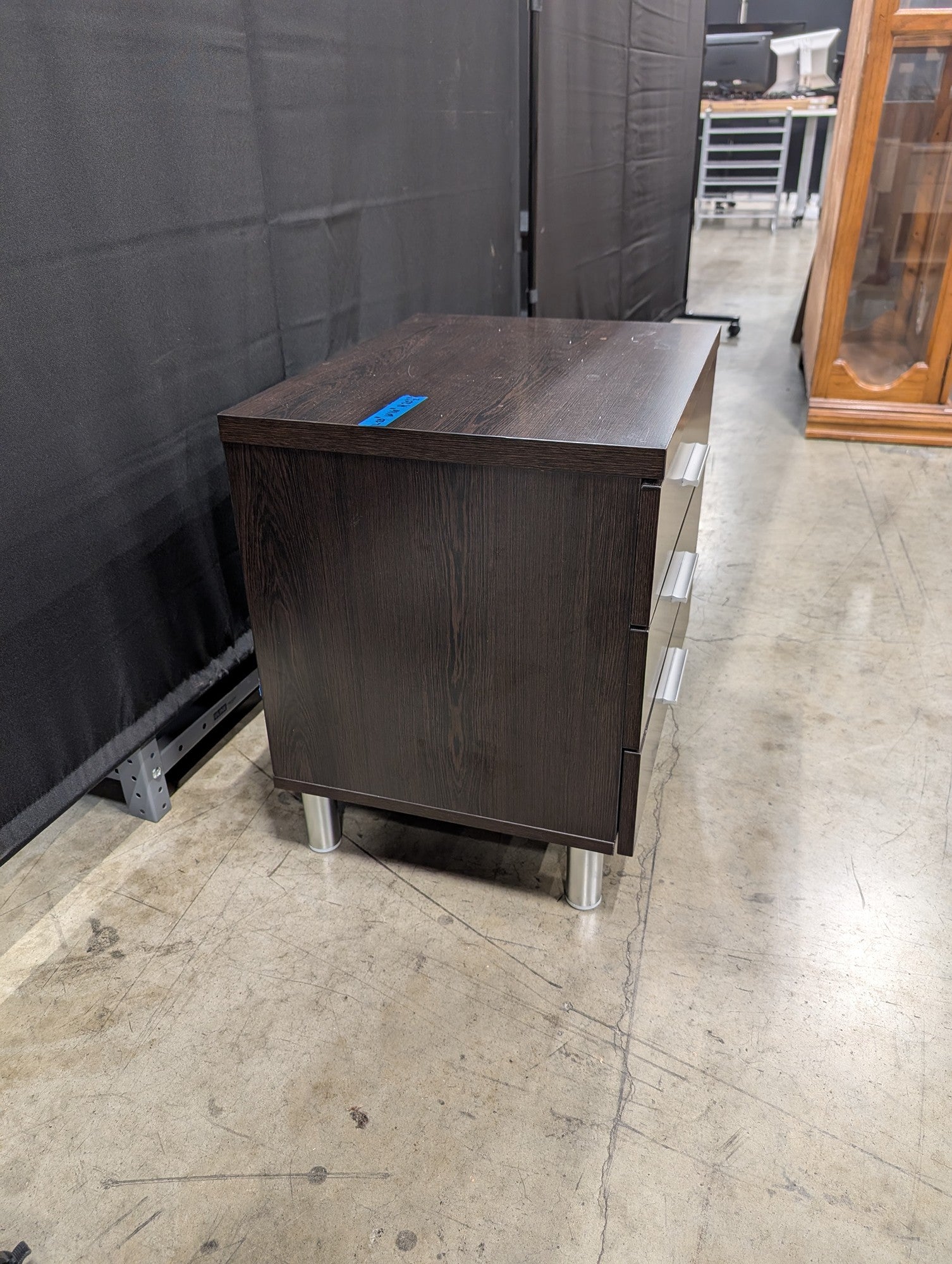 Contemporary Dark Brown Three-Drawer Nightstand