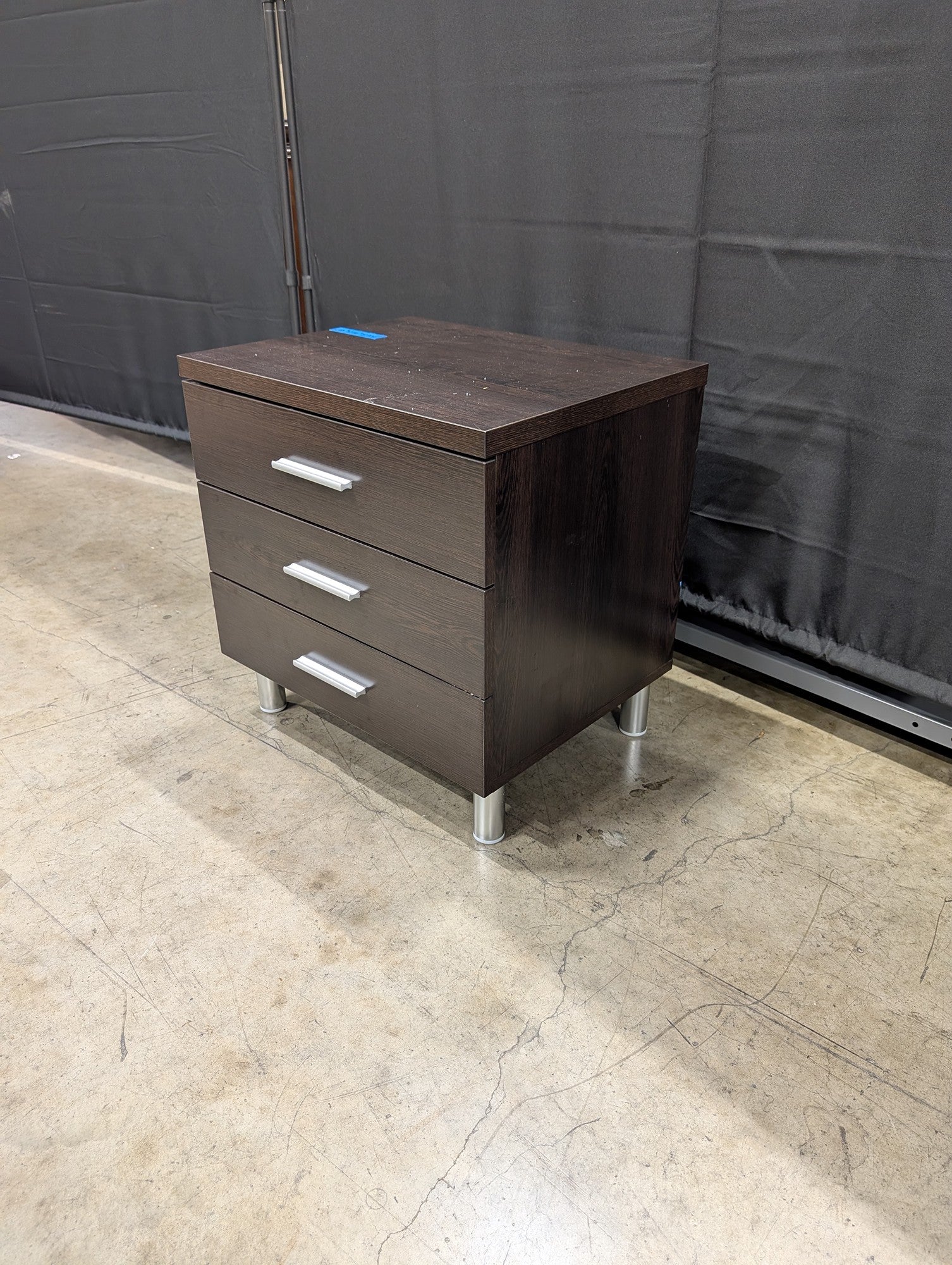 Contemporary Dark Brown Three-Drawer Nightstand