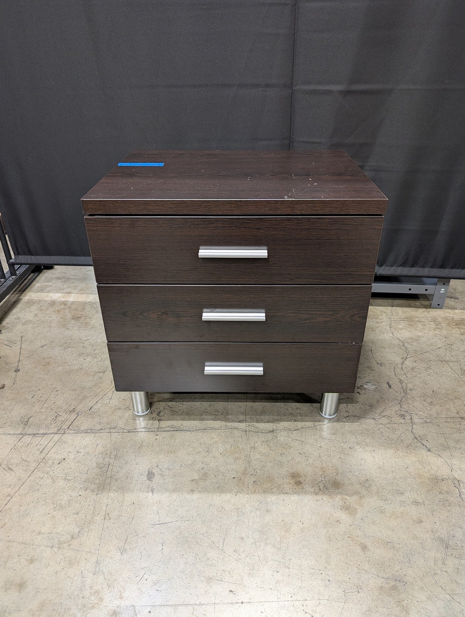Contemporary Dark Brown Three-Drawer Nightstand