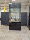 Italian Modern Glass Display Cabinet with Black Base and Lighting