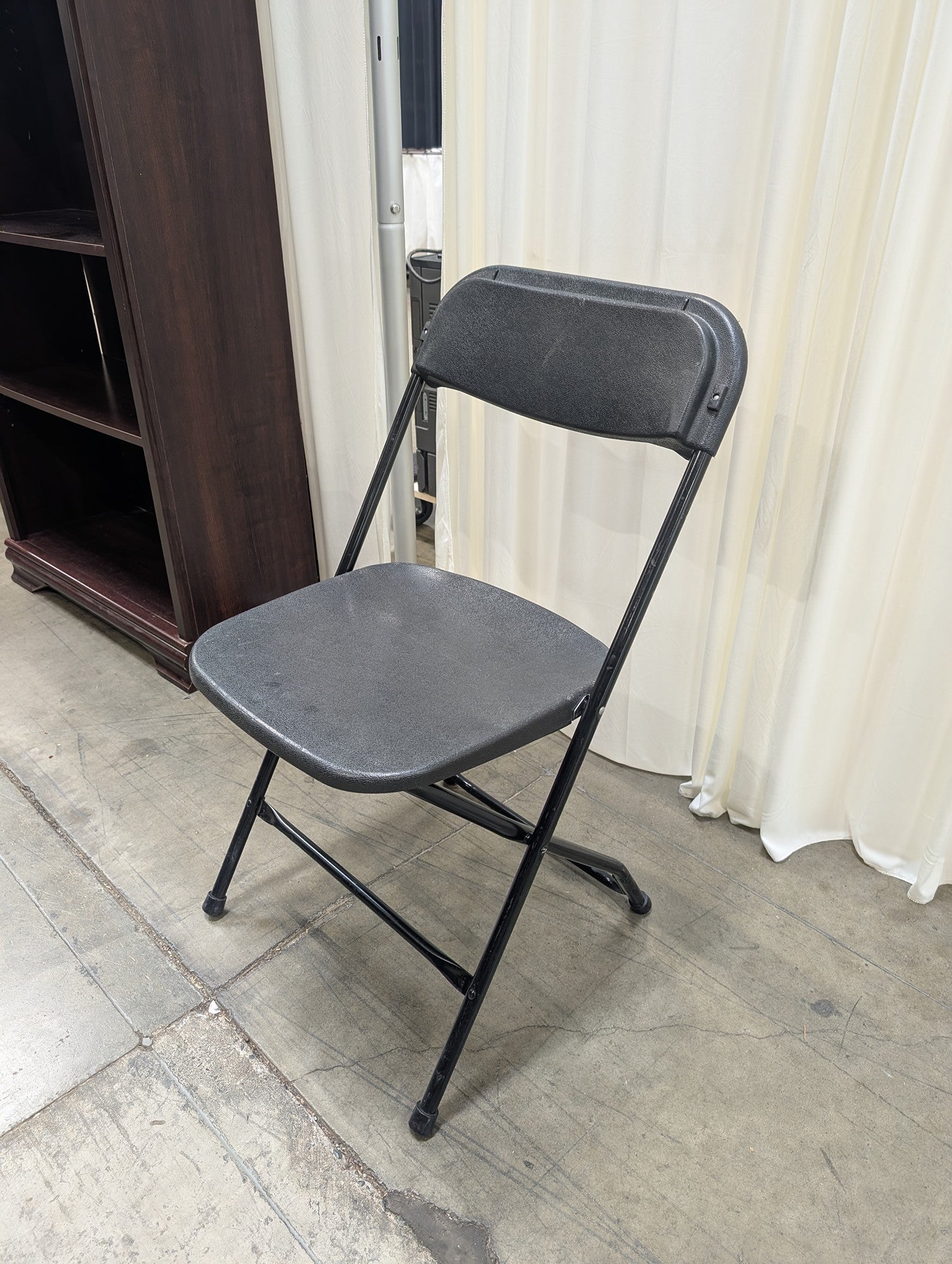 Grey Plastic Folding Chair with Metal Frame