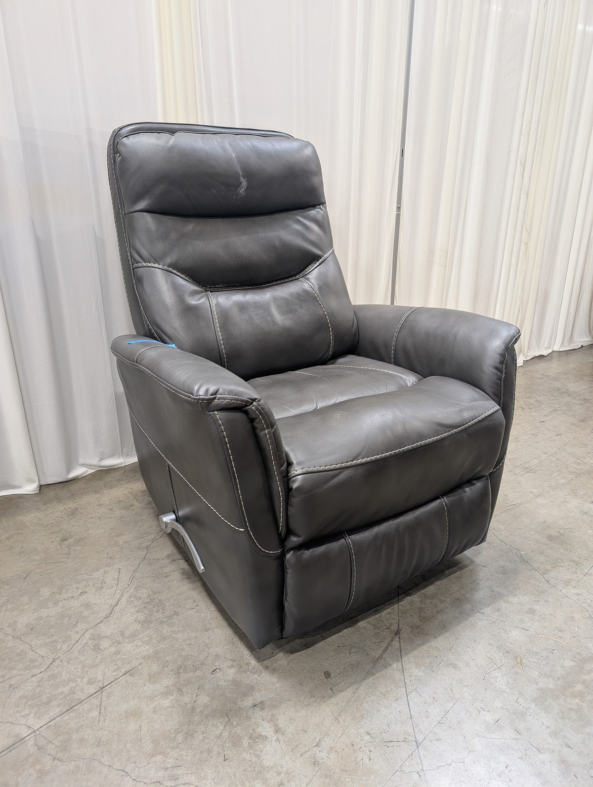 Parker House Grey Leather-Look Swivel Recliner