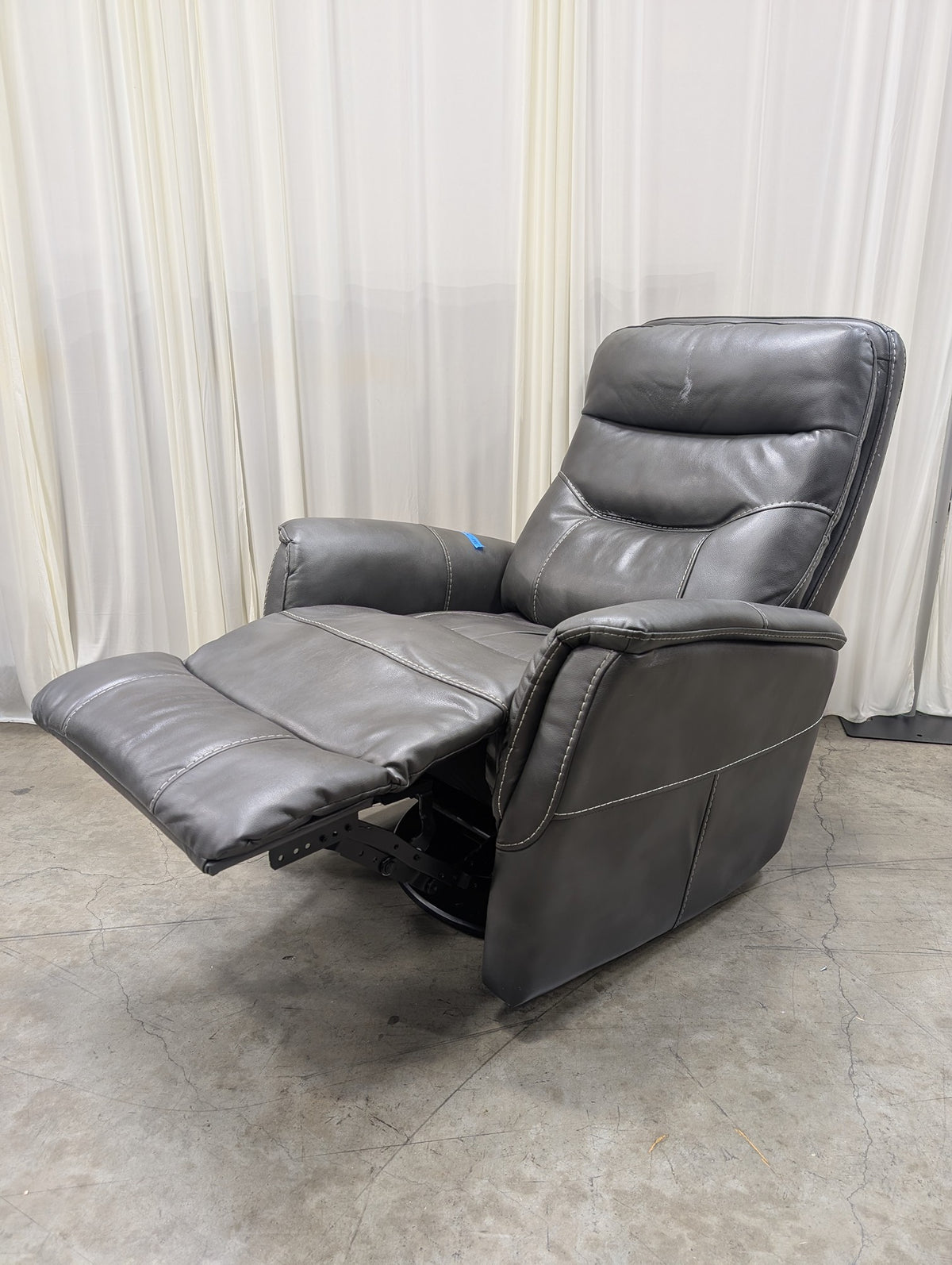 Parker House Grey Leather-Look Swivel Recliner