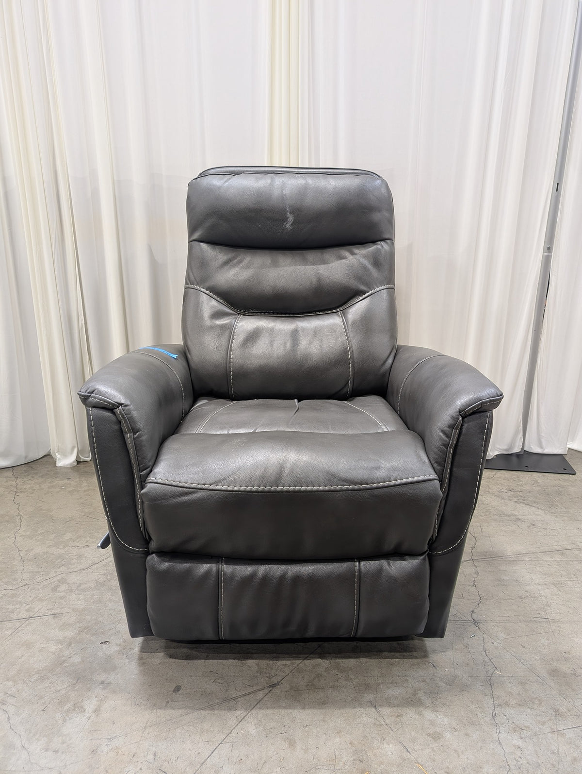 Parker House Grey Leather-Look Swivel Recliner
