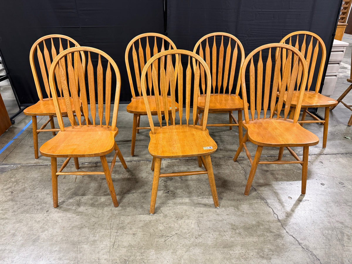 Set of Seven A-America Light Wood Windsor Dining Chairs