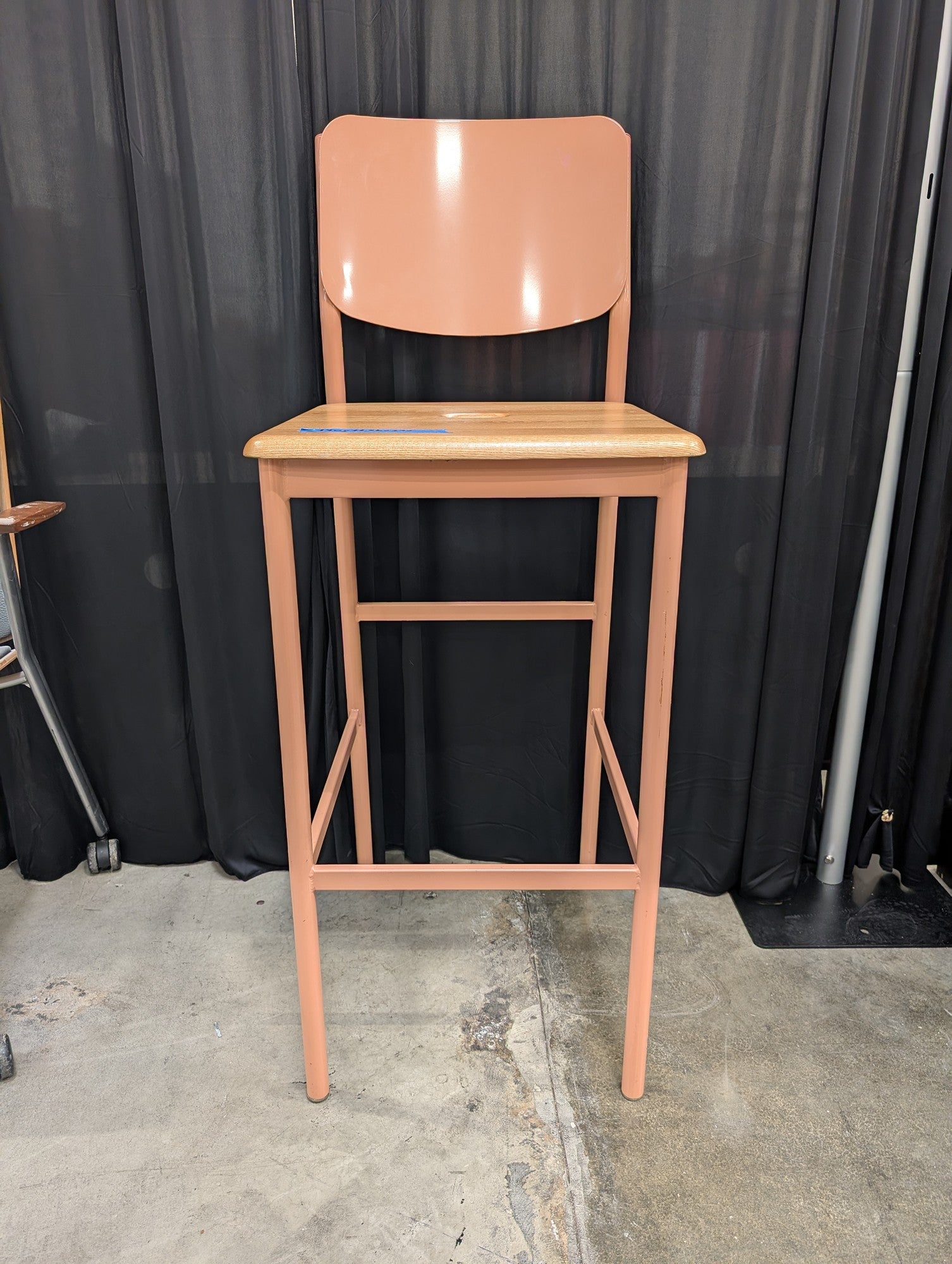 KEILHAUER Peach Metal Bar Stool with Wood Seat