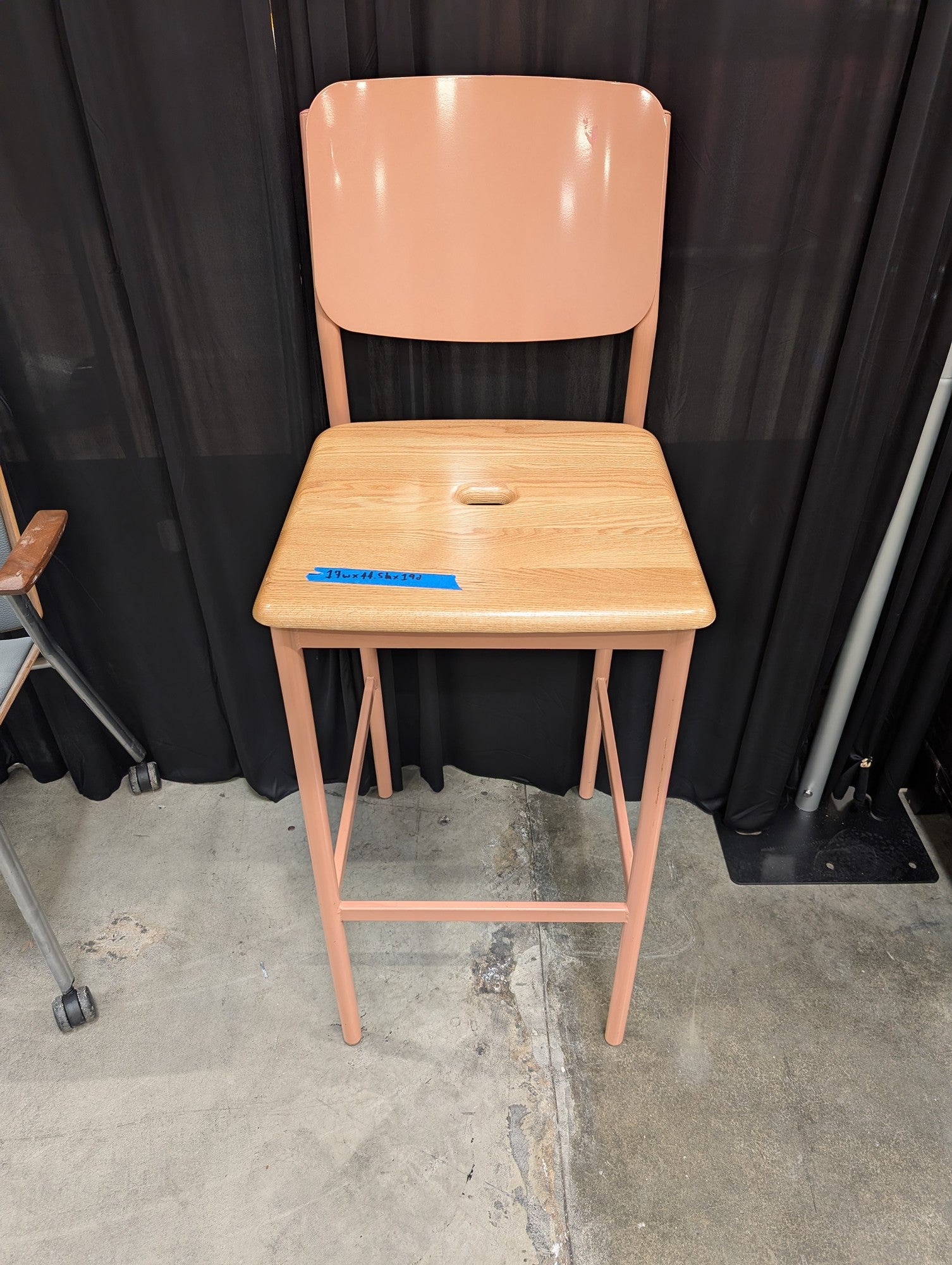 KEILHAUER Peach Metal Bar Stool with Wood Seat