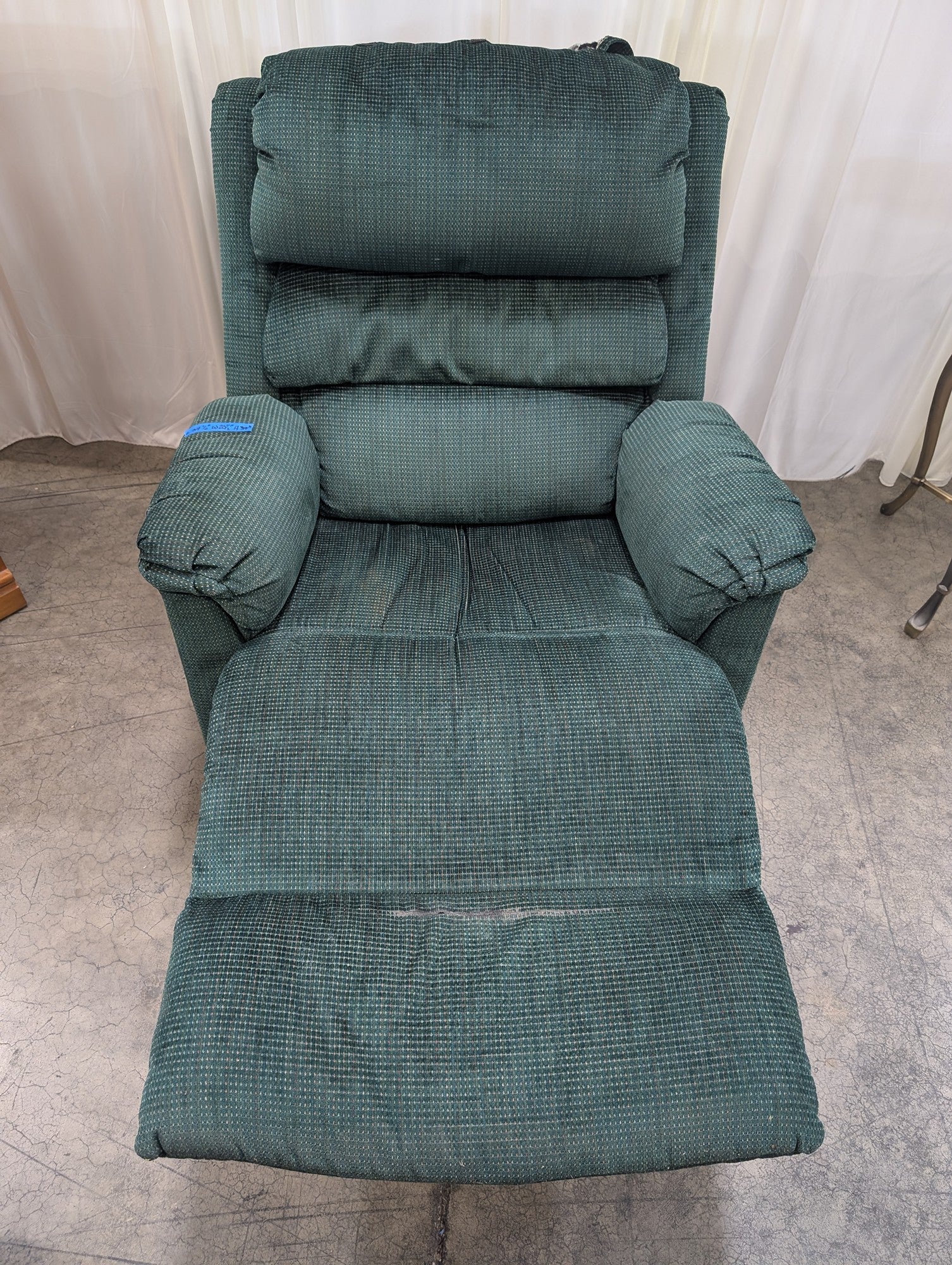 Padded Dark Green Upholstered Fabric Recliner