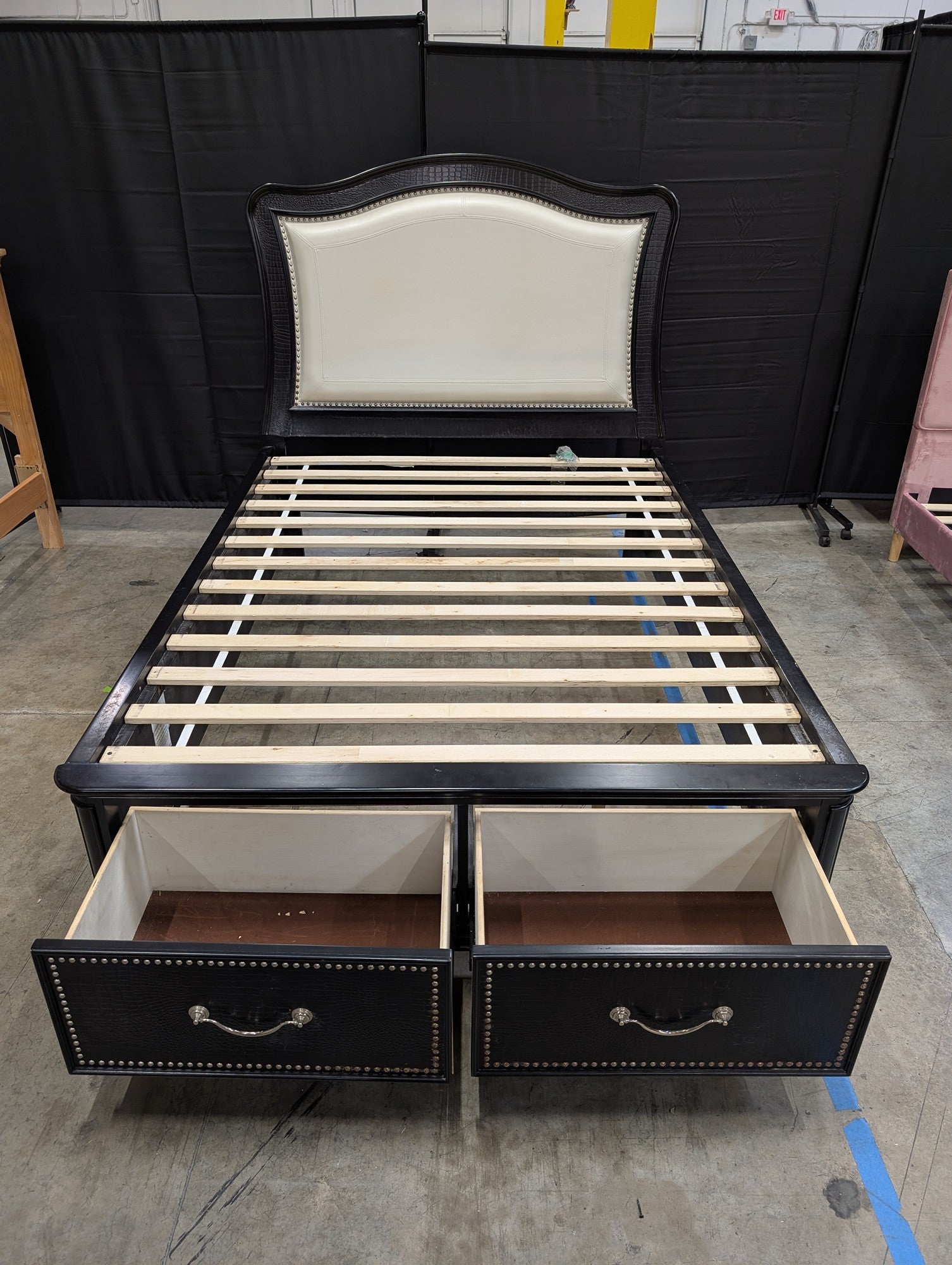 Timber Industries Dark Crocodile Texture Bed with Storage Drawers