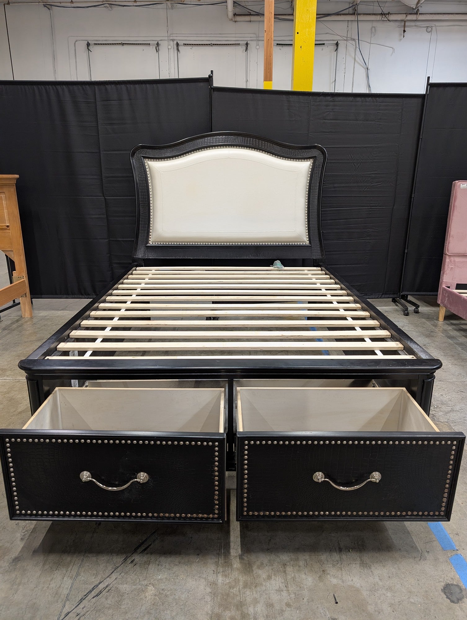 Timber Industries Dark Crocodile Texture Bed with Storage Drawers