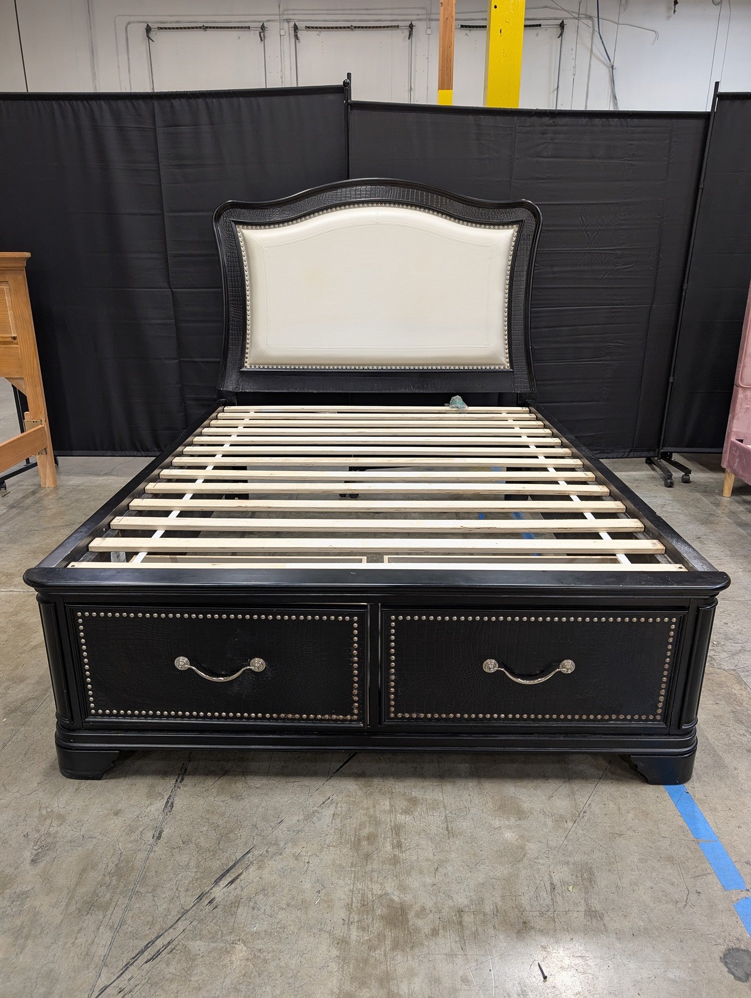 Timber Industries Dark Crocodile Texture Bed with Storage Drawers