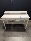 White Three-Drawer Desk with Storage Riser