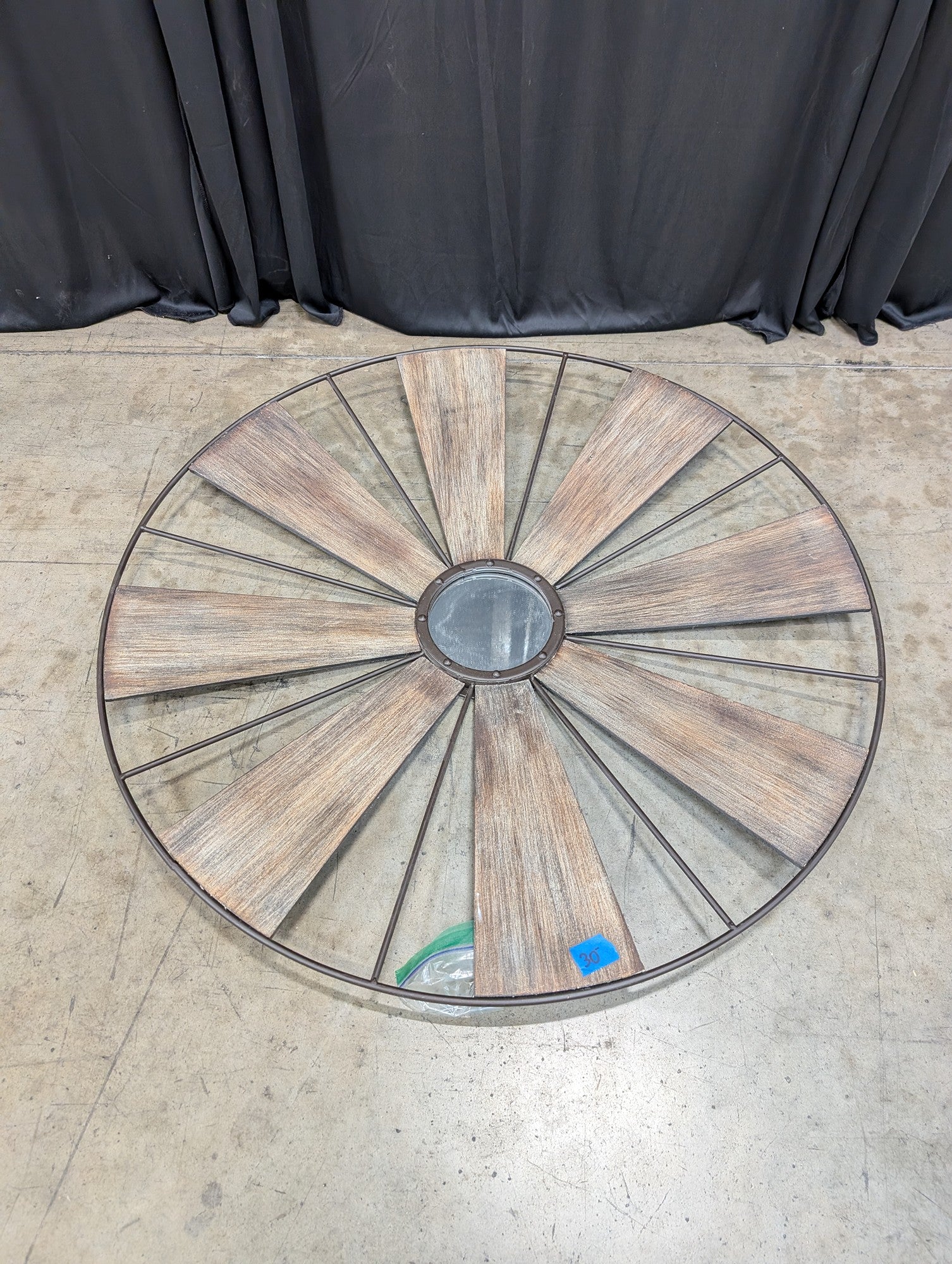Fetco Home Decor Industrial Wood and Metal Windmill Mirror