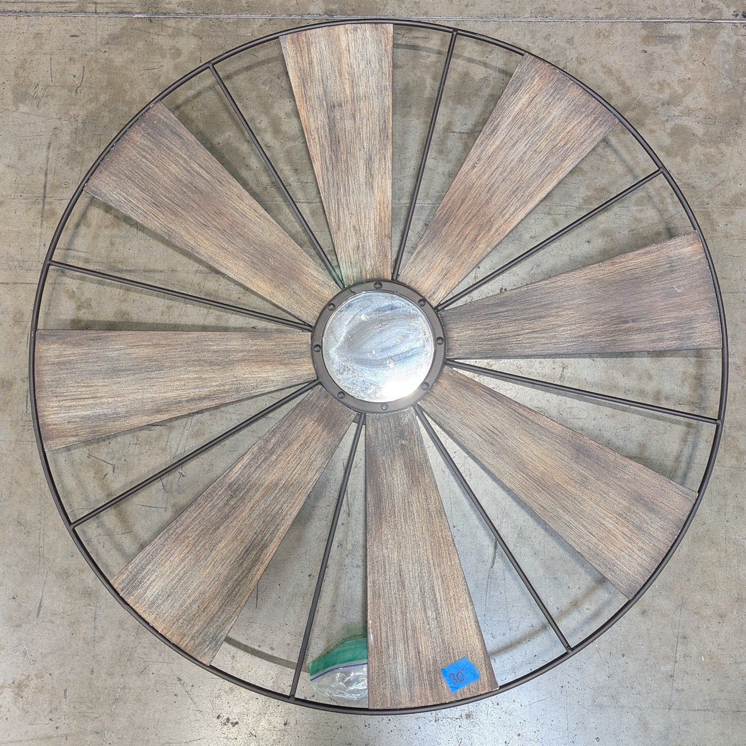 Fetco Home Decor Industrial Wood and Metal Windmill Mirror
