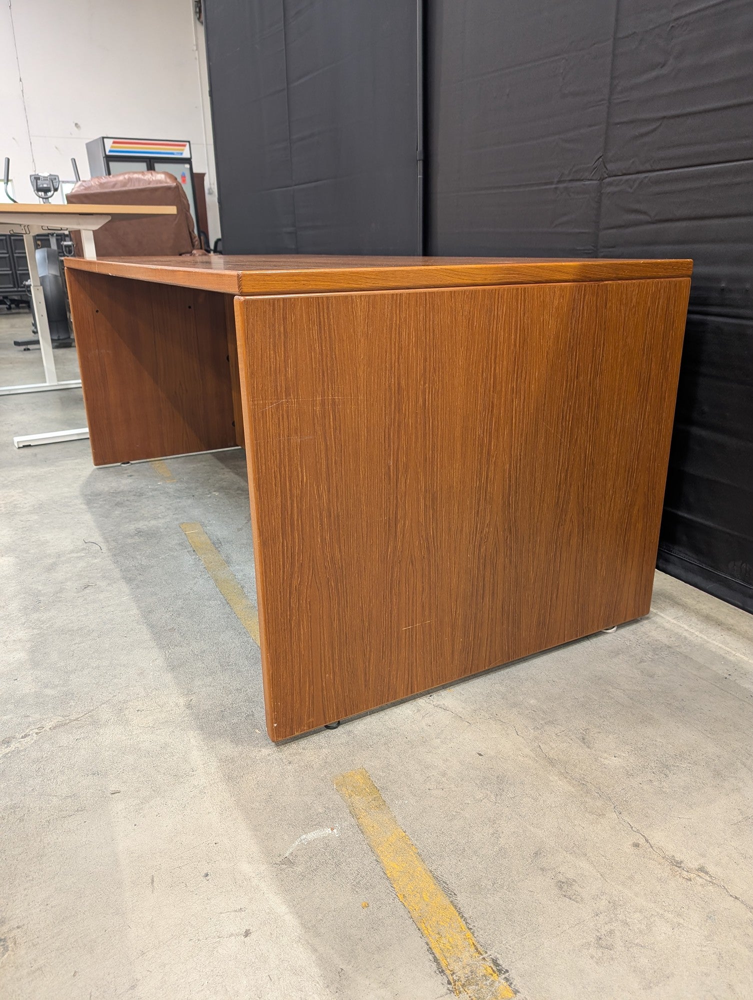 Mid-Century Style Warm Wood Tone Executive Desk