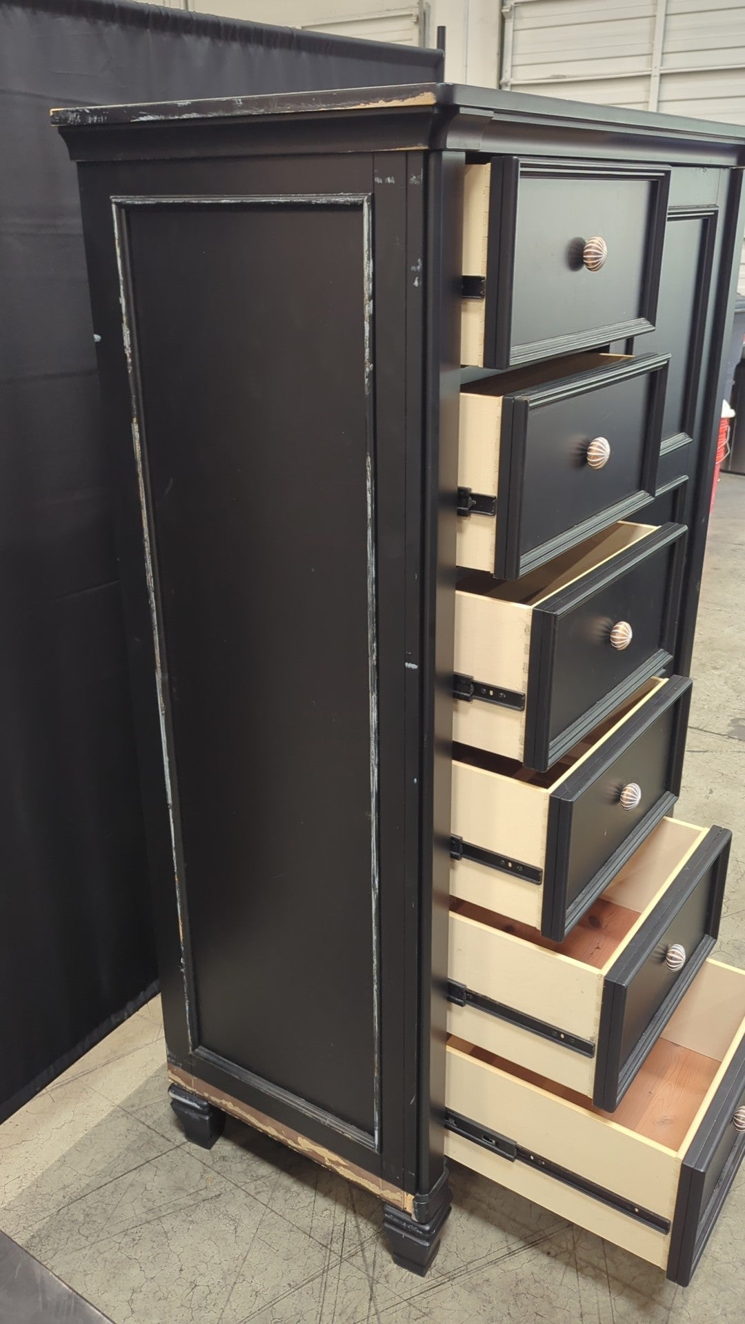 Ashley Furniture Black Wood Armoire with Six Drawers
