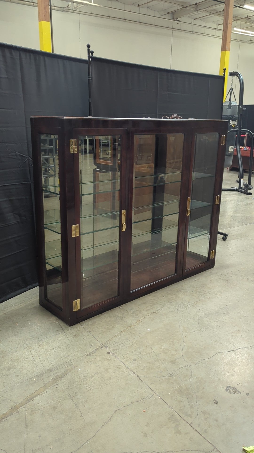 WHITE Mandarin Dark Wood China Cabinet with Glass Doors