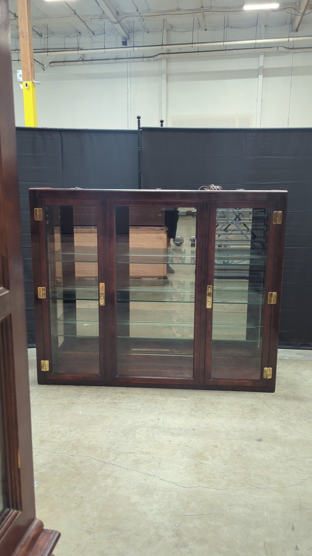 WHITE Mandarin Dark Wood China Cabinet with Glass Doors