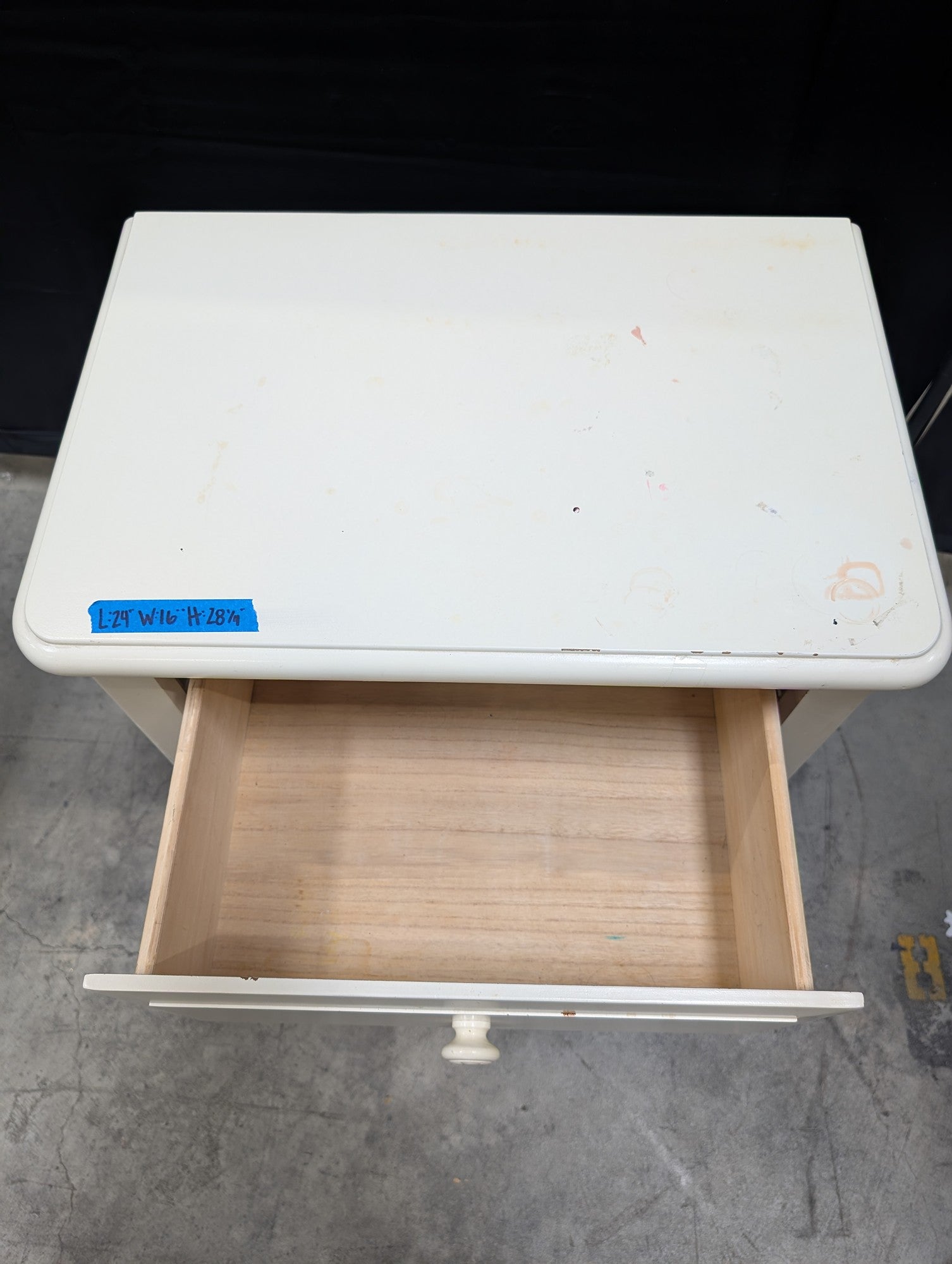 White Painted Wood Nightstand with Open Shelf