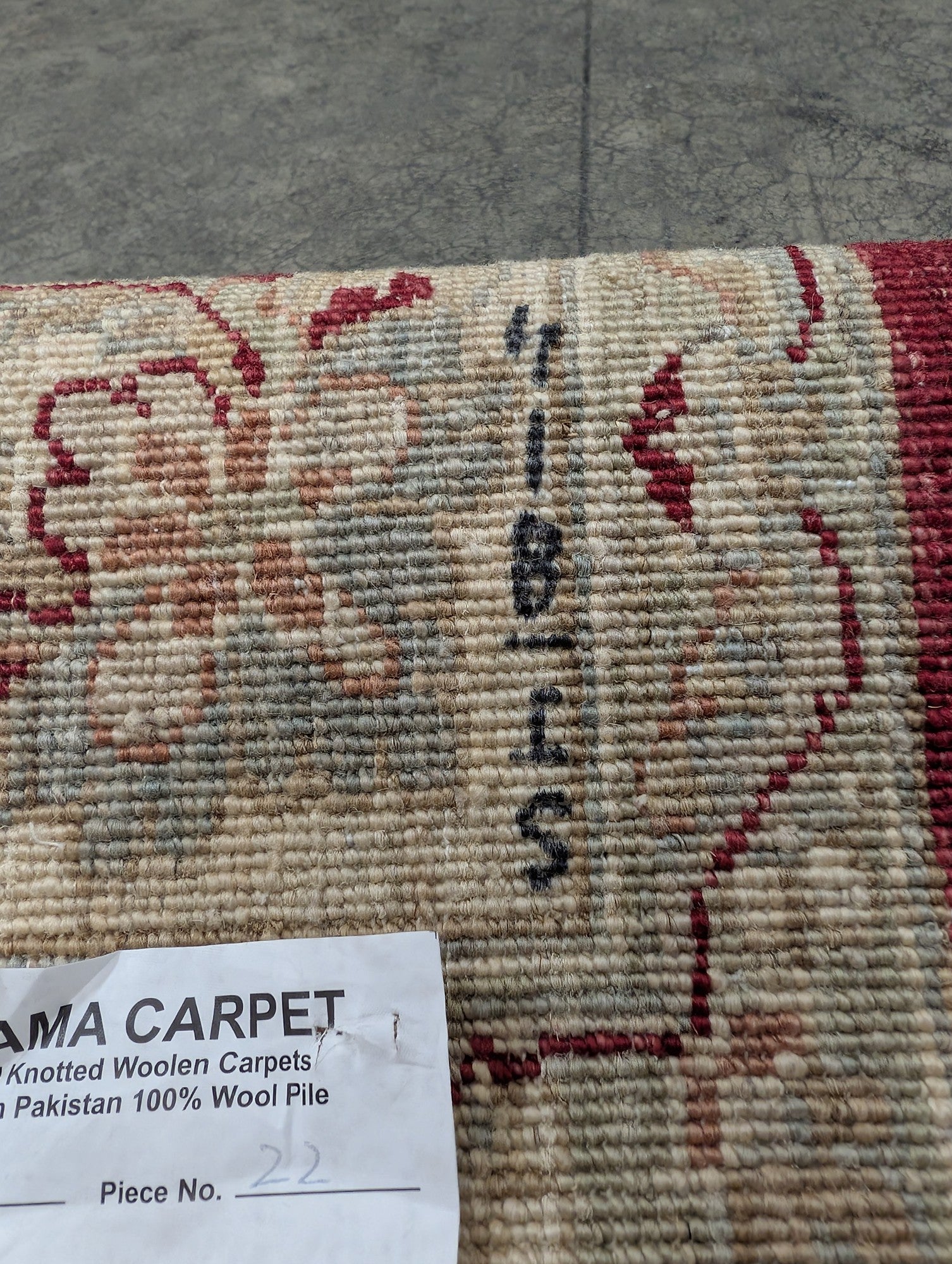 SHAMA CARPET Red and Ivory Hand-Knotted Area Rug in Wool