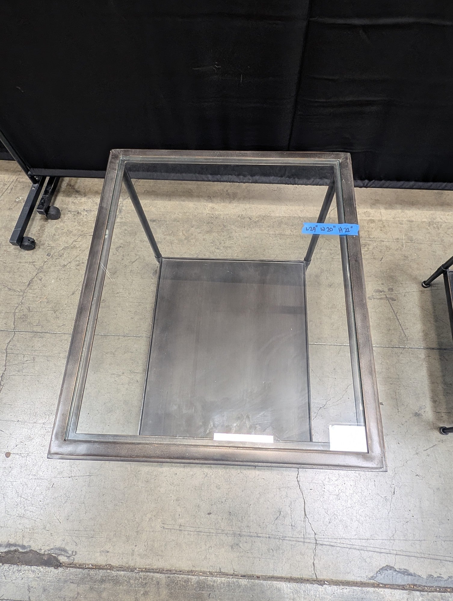 Modern Industrial Metal & Glass Square Side Table