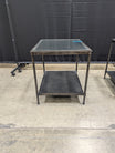 Modern Industrial Metal & Glass Square Side Table